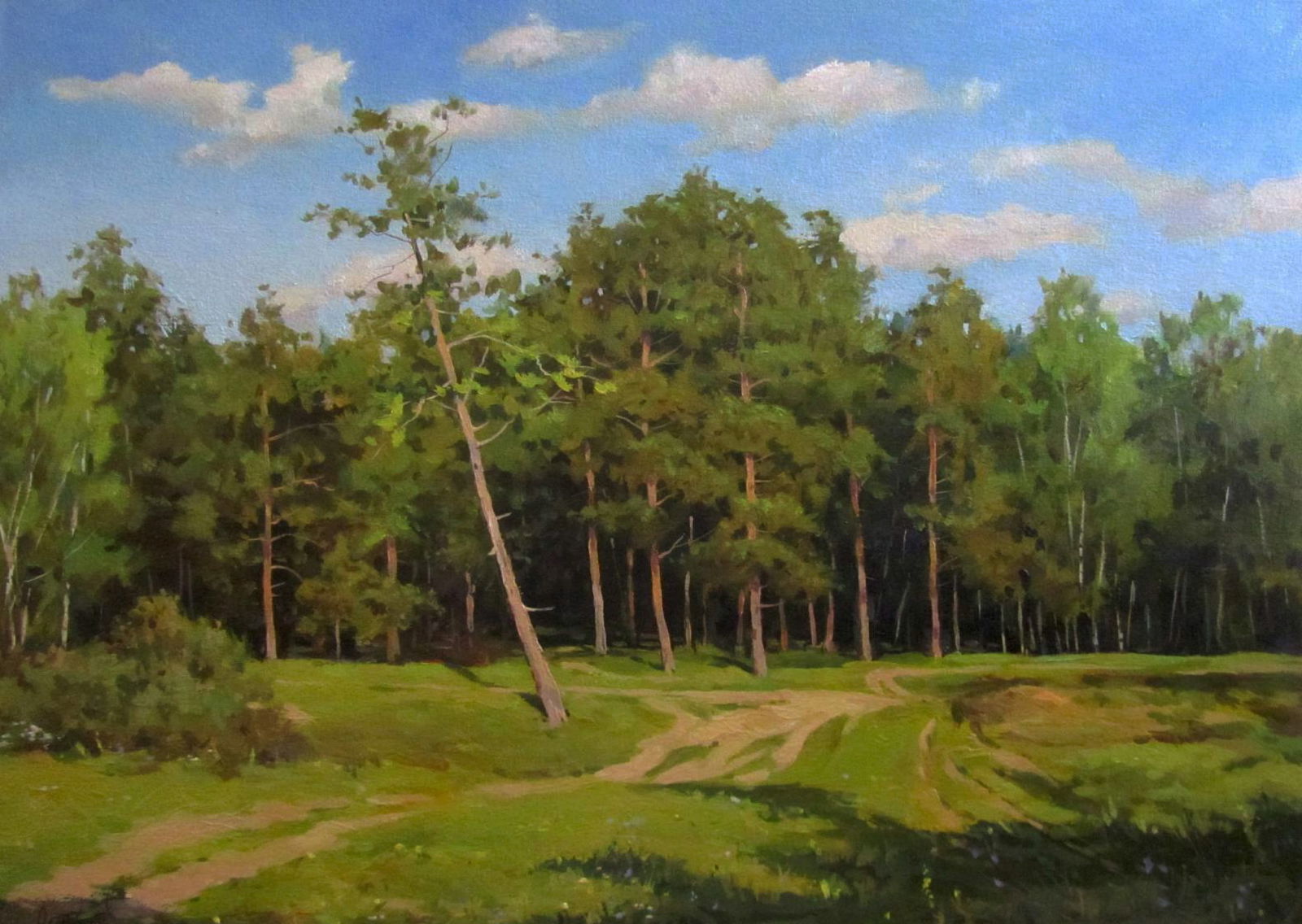 Oil painting Meadow in a summer forest Alexander Guzev: Title: Oil painting Meadow in a summer forest Alexander Guzev Description: 8GUZ Painter: Alexander Guzev Size: 40x50 cm/15.74x19.68 inches Components: oil, canvas Original painting CONDITION: