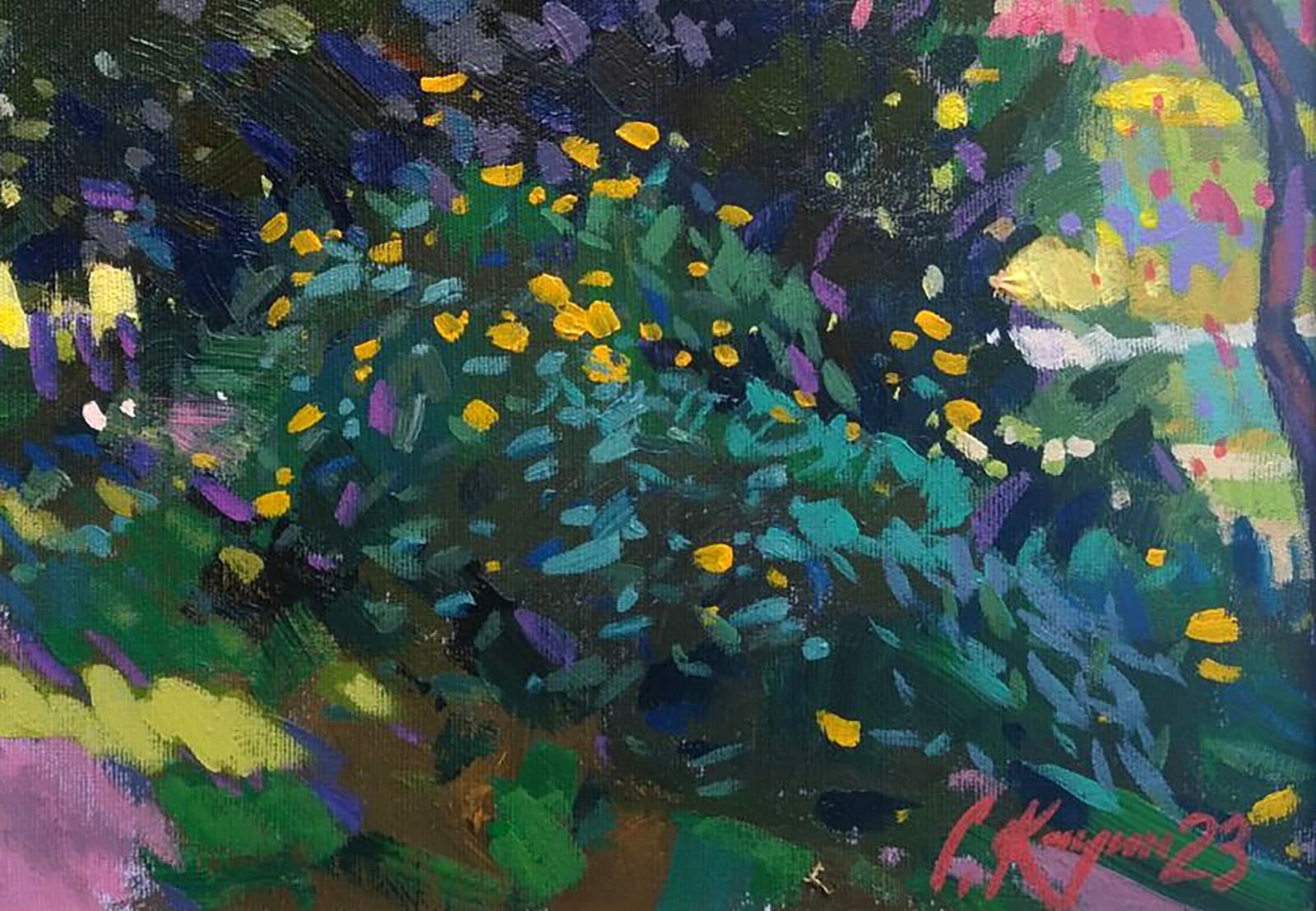 Acrylic painting In the old park Serhii Kachyn - 5