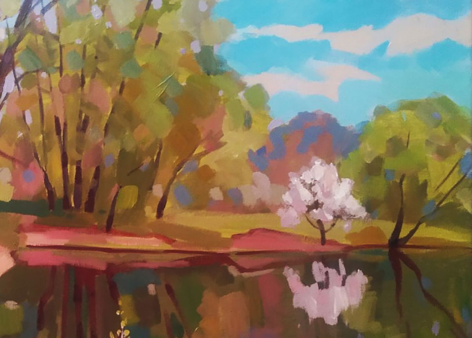 Acrylic painting Spring River Serhii Kachyn - 3