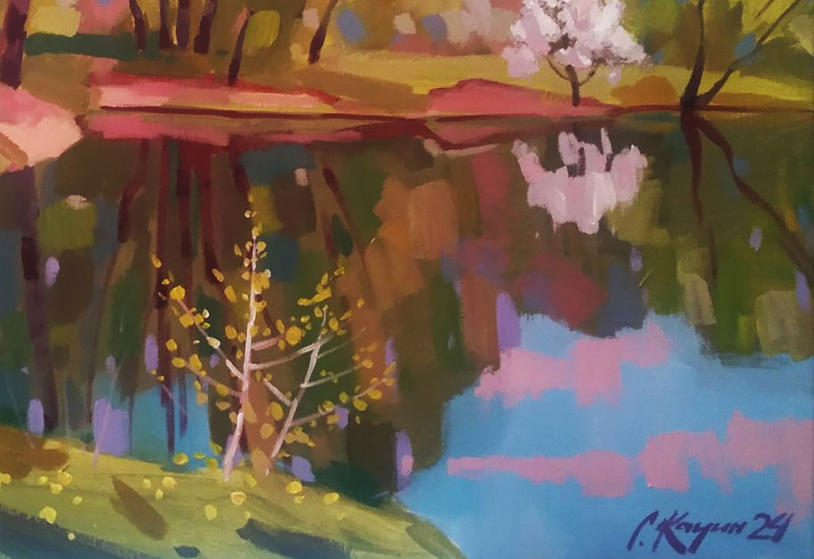 Acrylic painting Spring River Serhii Kachyn - 5