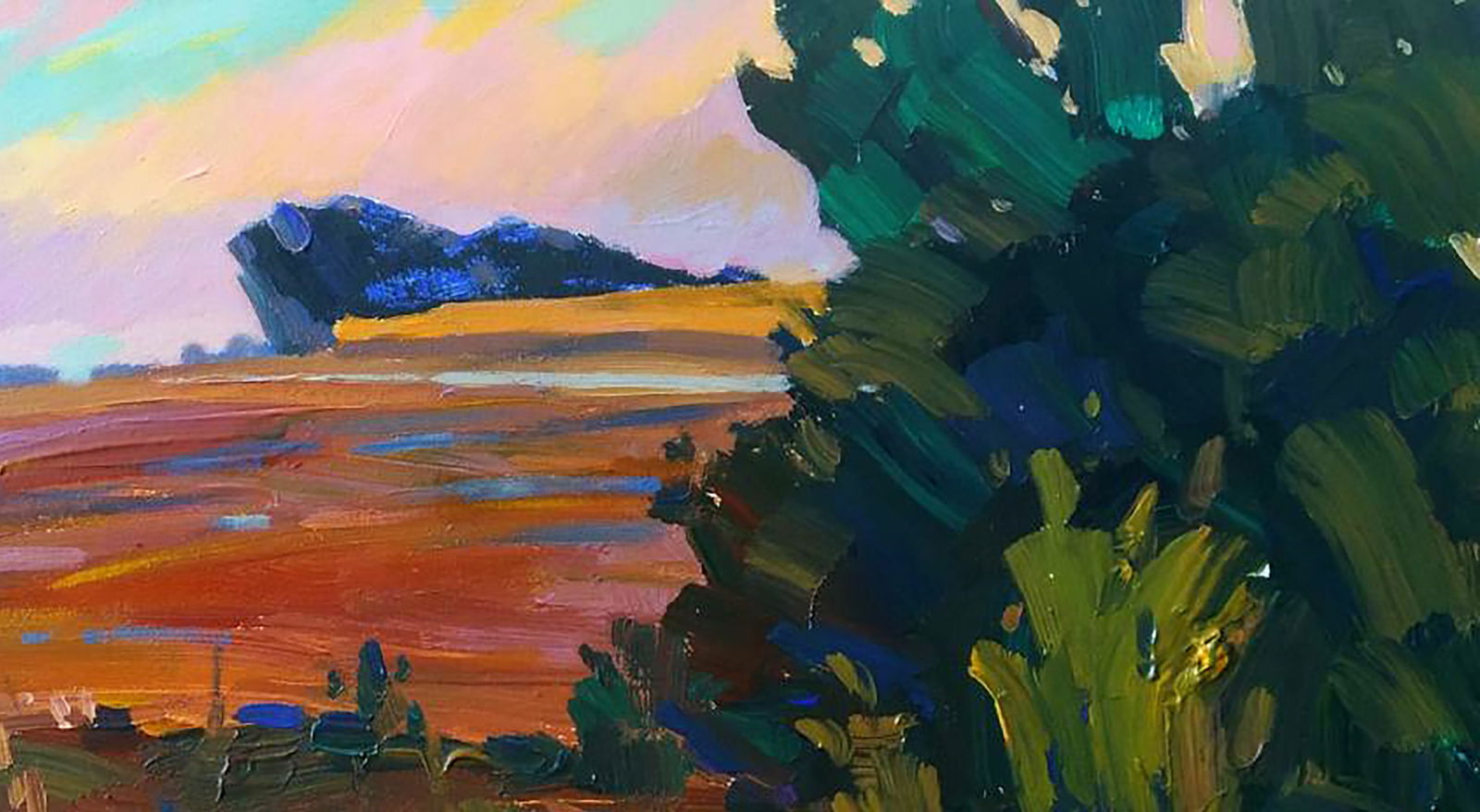 Acrylic painting Sunset in the field Serhii Kachyn - 3