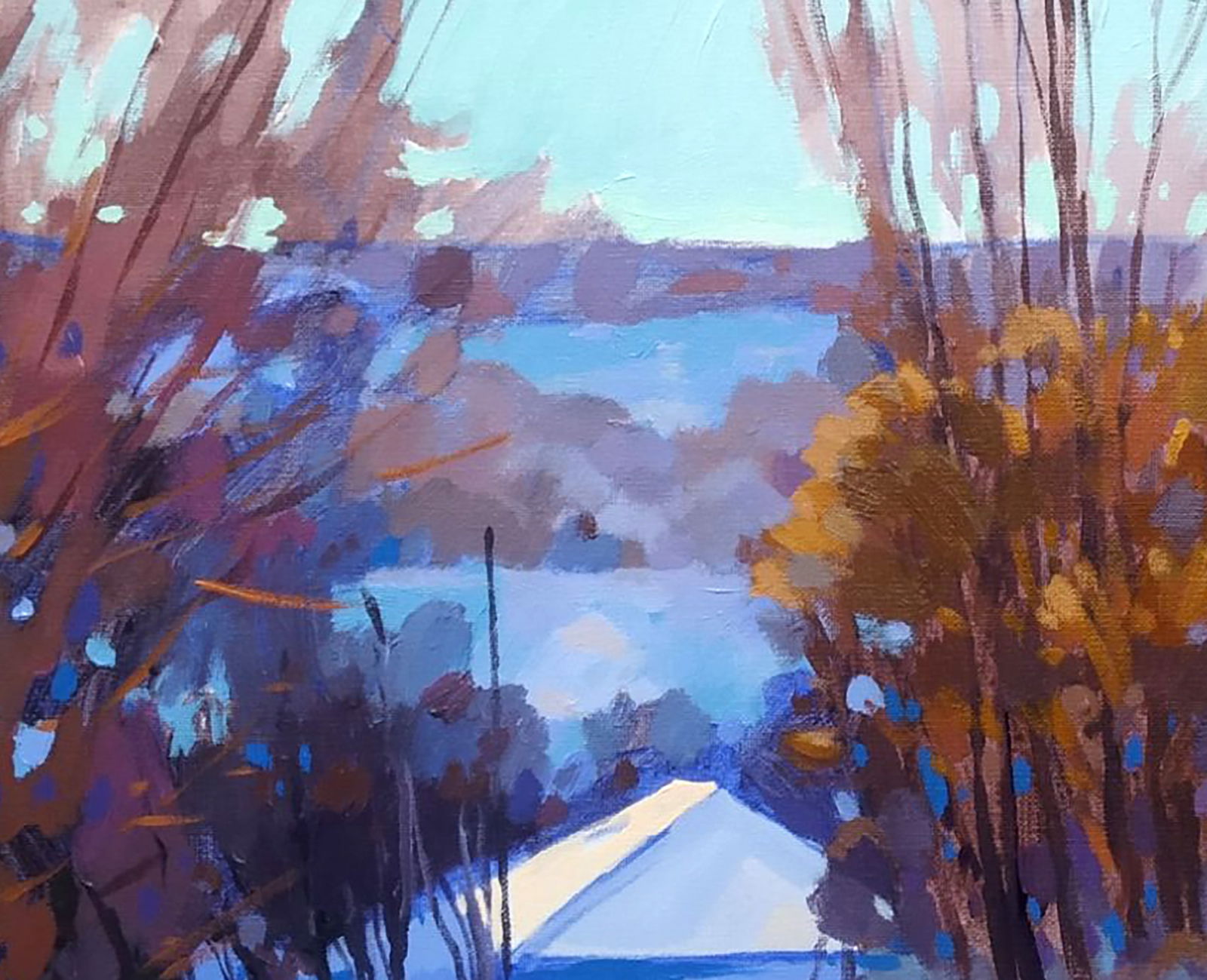 Acrylic painting Winter city romance Serhii Kachyn - 2