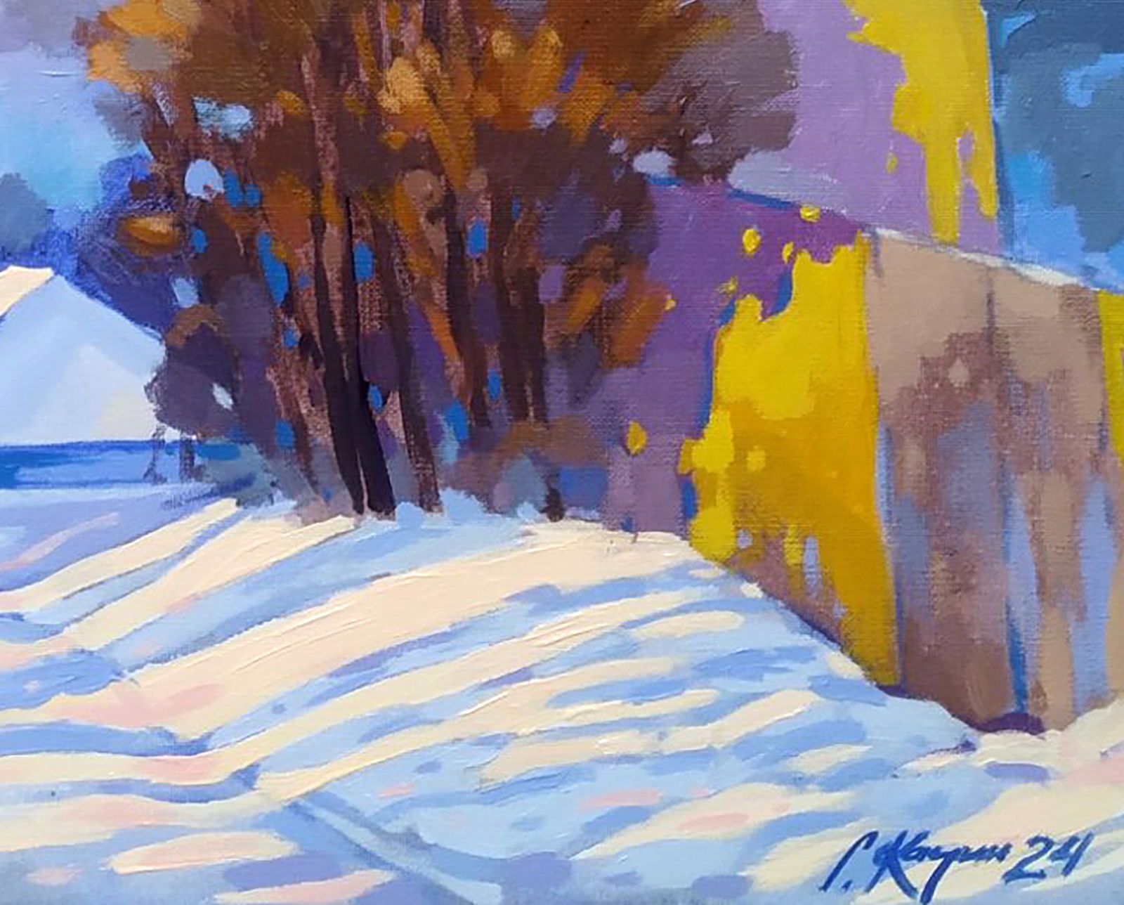 Acrylic painting Winter city romance Serhii Kachyn - 5