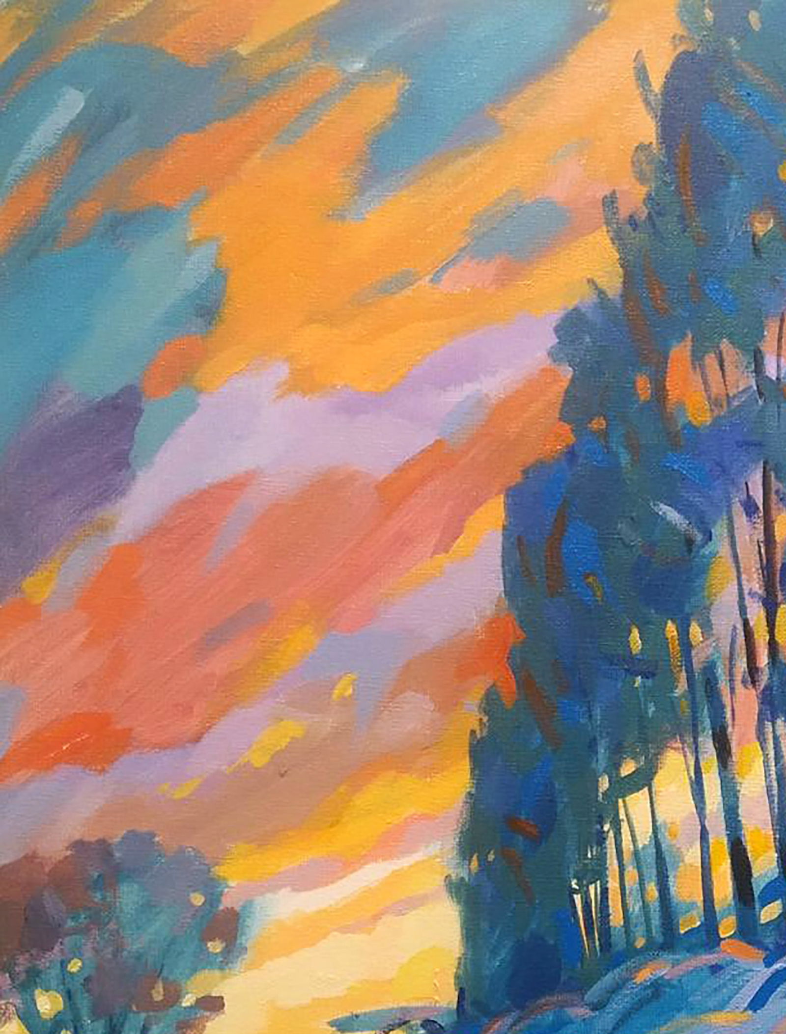 Acrylic painting Winter sunset Serhii Kachyn - 2