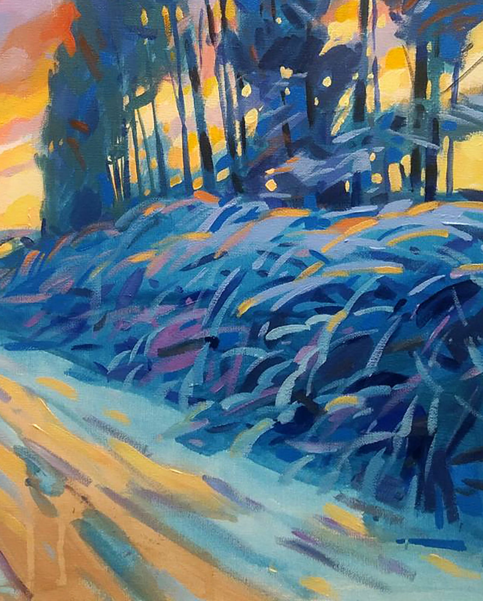 Acrylic painting Winter sunset Serhii Kachyn - 5