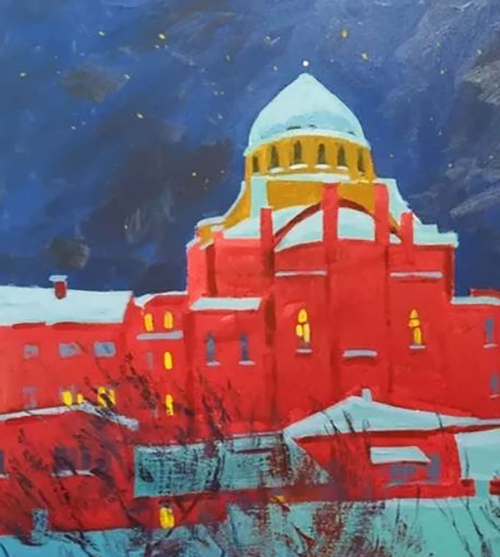 Acrylic painting Covered the city with snow Serhii Kachyn - 2
