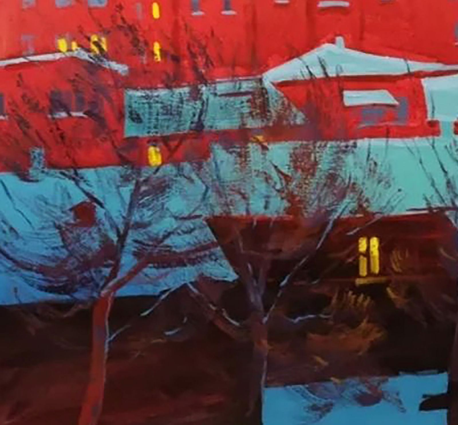 Acrylic painting Covered the city with snow Serhii Kachyn - 4