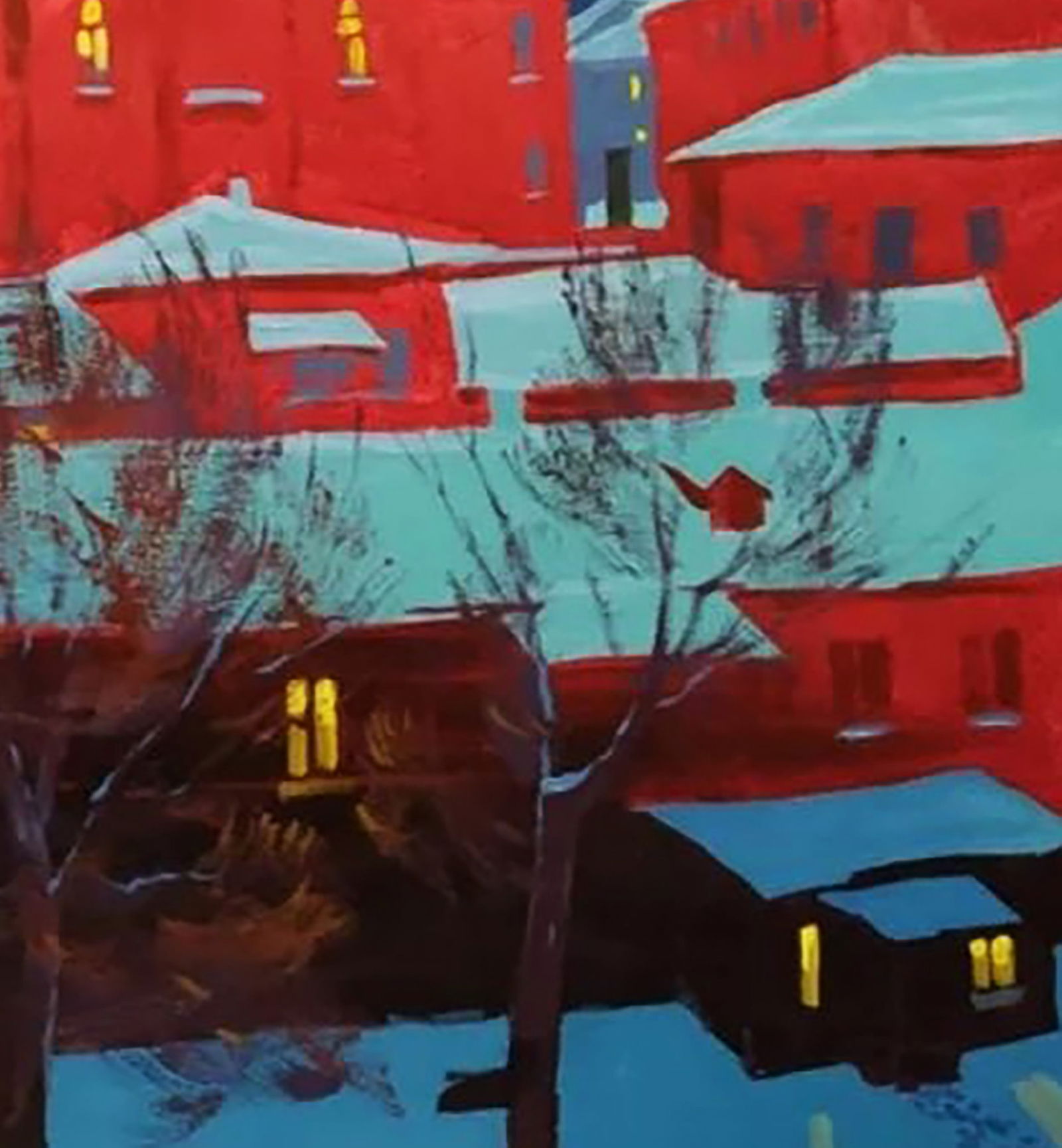 Acrylic painting Covered the city with snow Serhii Kachyn - 5