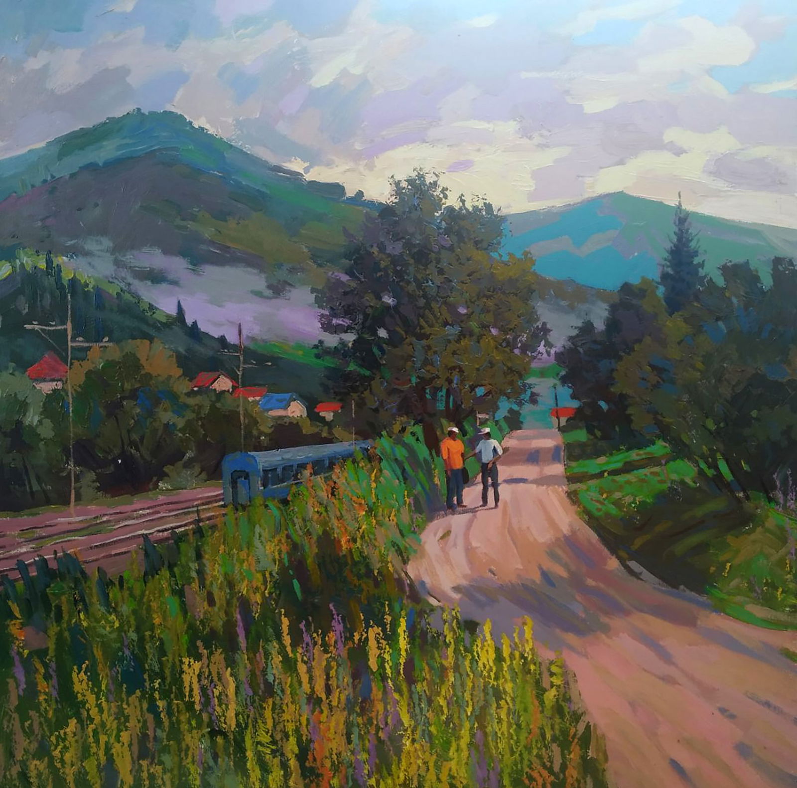Acrylic painting Summer in the mountains Serhii Kachyn: Title: Acrylic painting Summer in the mountains Serhii Kachyn Description: 19KACH Painter: Serhii Kachyn Size: 85x85 cm/33.46x33.46 inches Components: acrylic, canvas Original painting CONDITION: exce