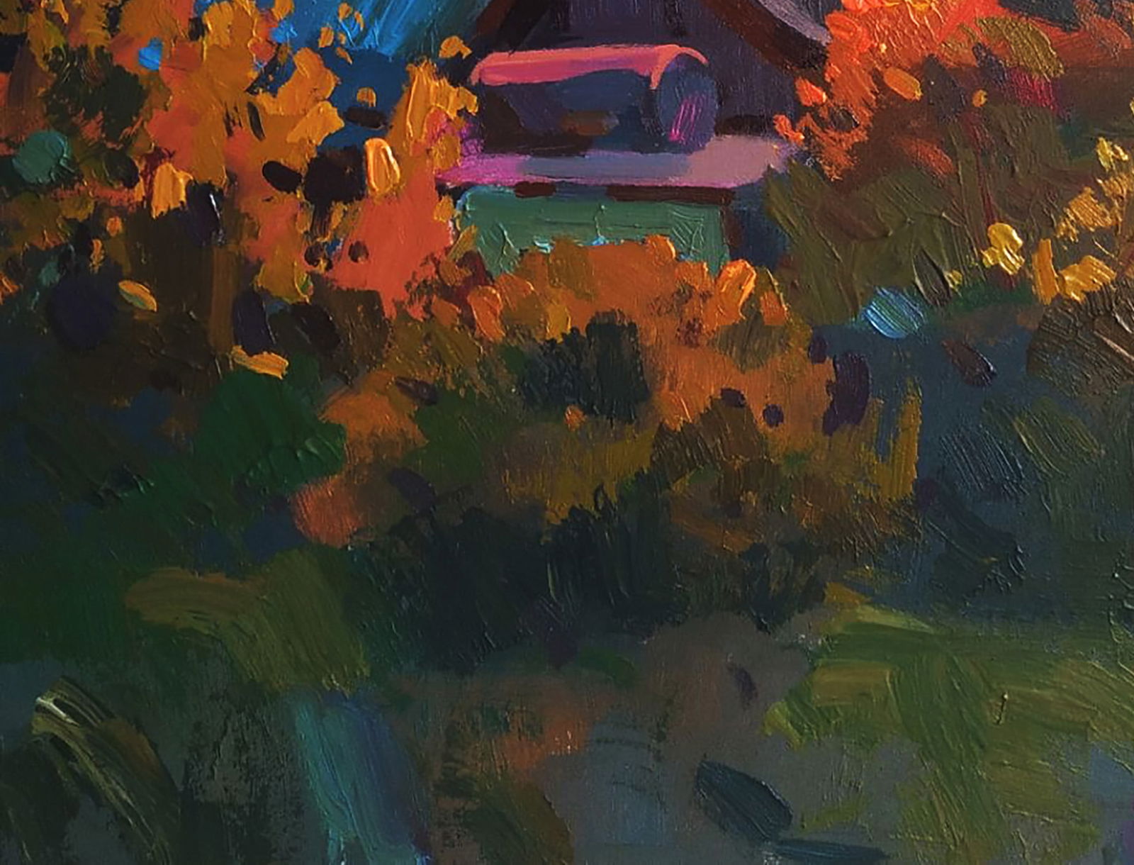 Acrylic painting Sunset behind the trees Serhii Kachyn - 4