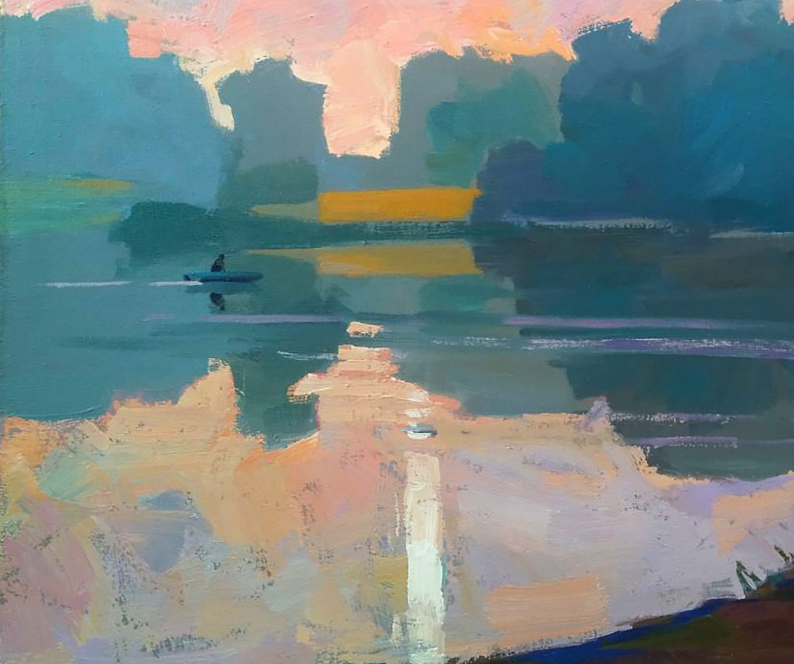 Acrylic painting Meeting the dawn on the river Serhii Kachyn - 4
