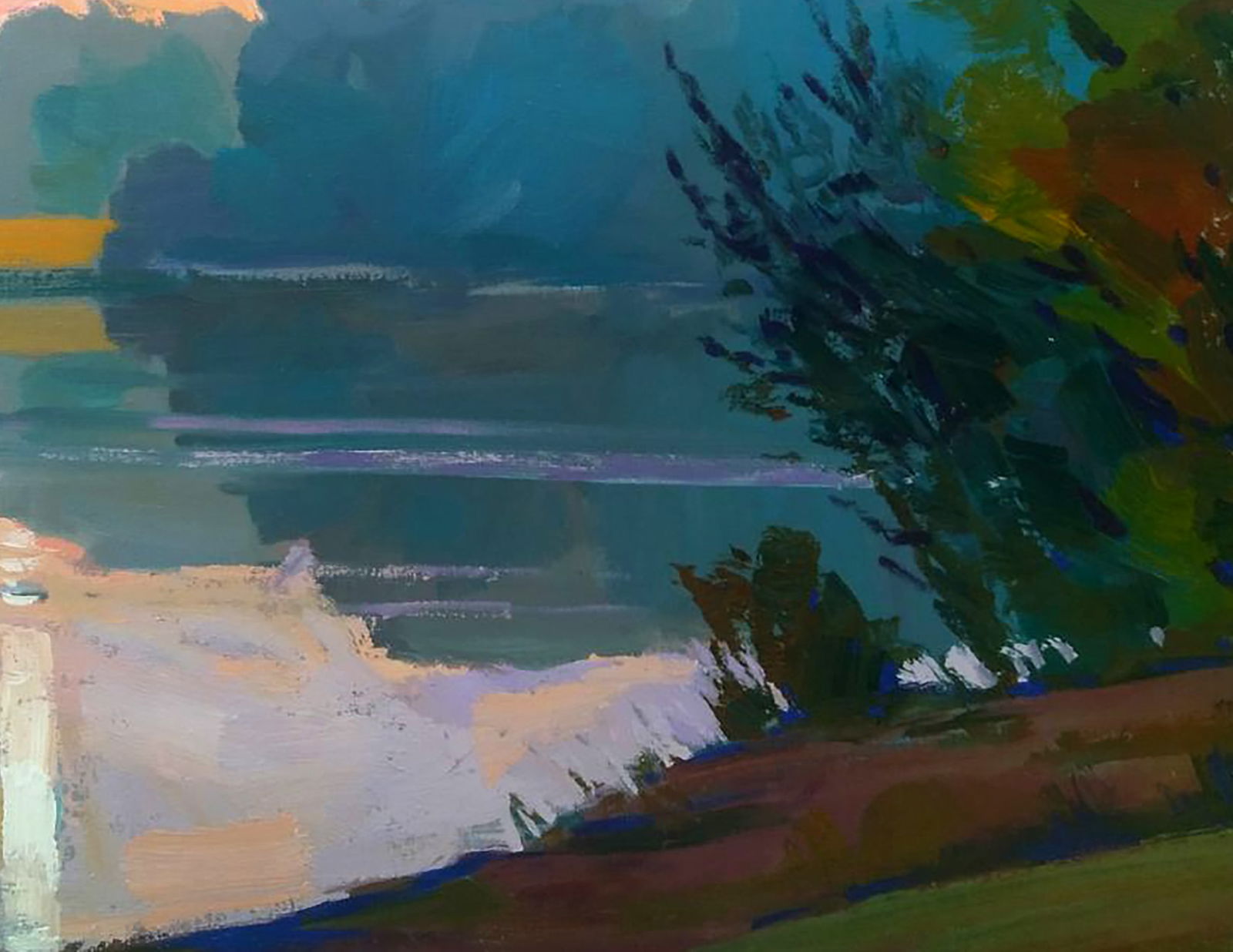 Acrylic painting Meeting the dawn on the river Serhii Kachyn - 5