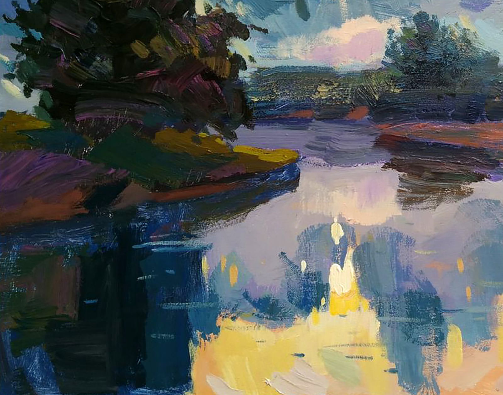 Acrylic painting Dawn with fog Serhii Kachyn - 4