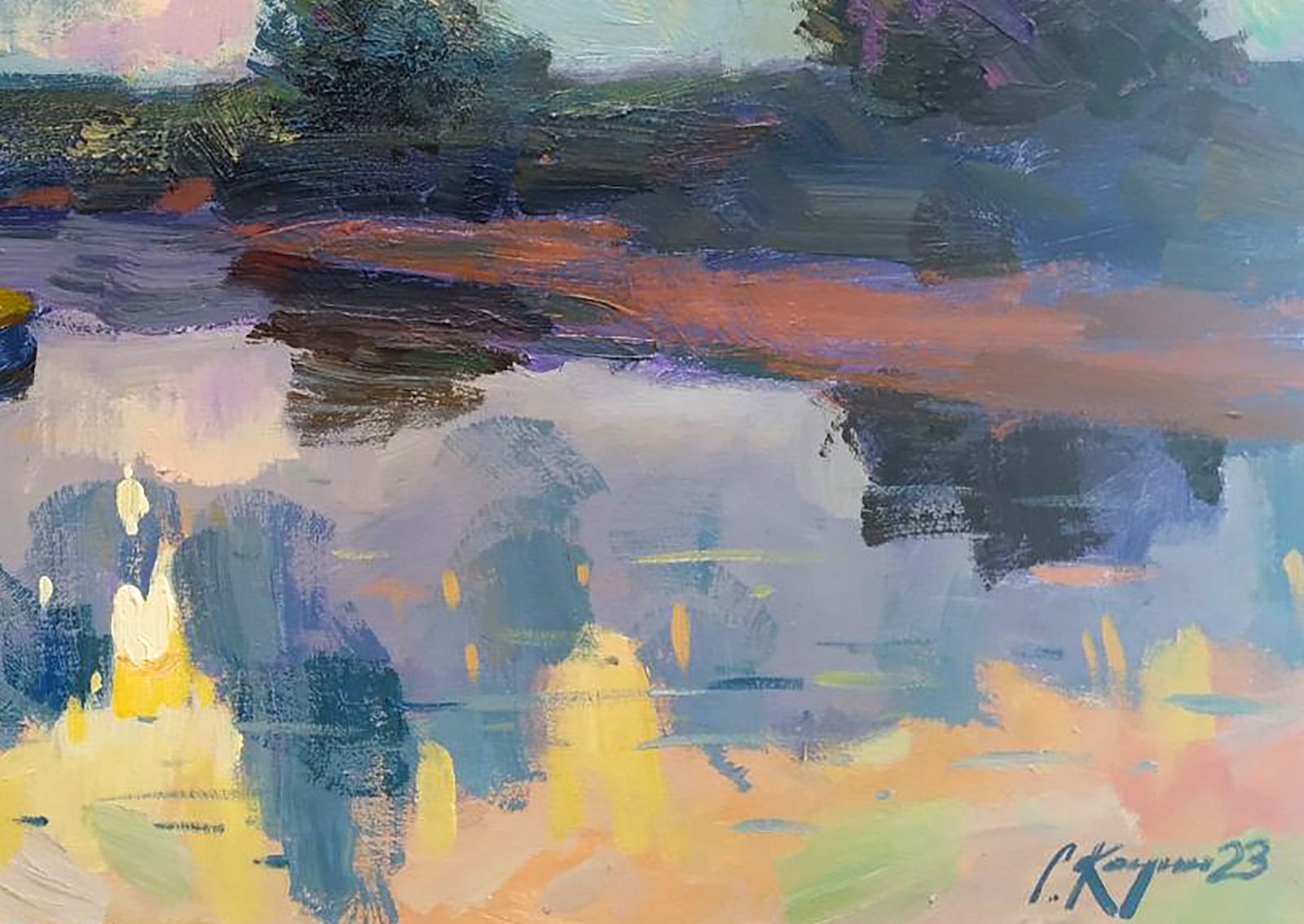 Acrylic painting Dawn with fog Serhii Kachyn - 5