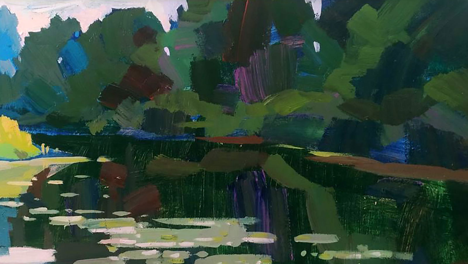 Acrylic painting Clouds over the river Serhii Kachyn - 3