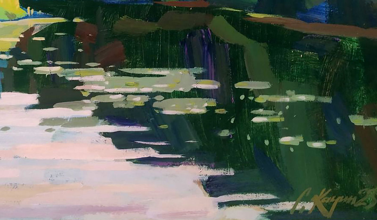 Acrylic painting Clouds over the river Serhii Kachyn - 5