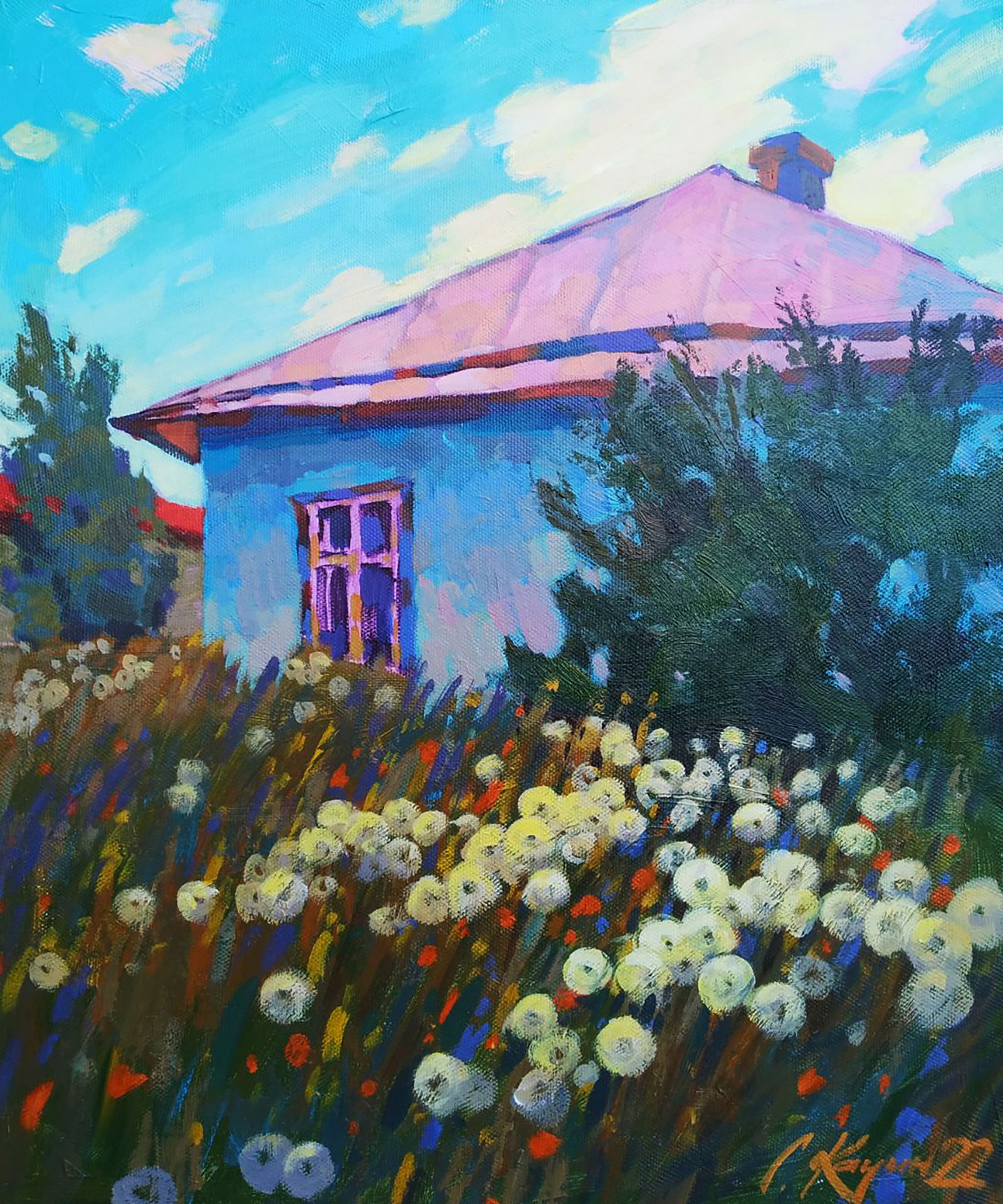 Acrylic painting Dandelions Serhii Kachyn: Title: Acrylic painting Dandelions Serhii Kachyn Description: 31KACH Painter: Serhii Kachyn Size: 60x50 cm/23.62x19.68 inches Components: acrylic, canvas Original painting CONDITION: excellent 