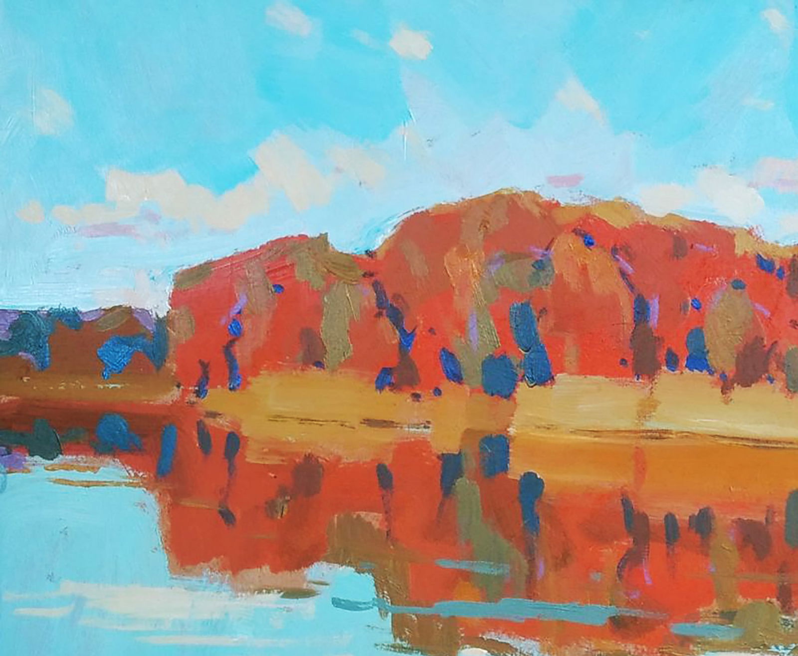 Acrylic painting Autumn by the river Serhii Kachyn - 2