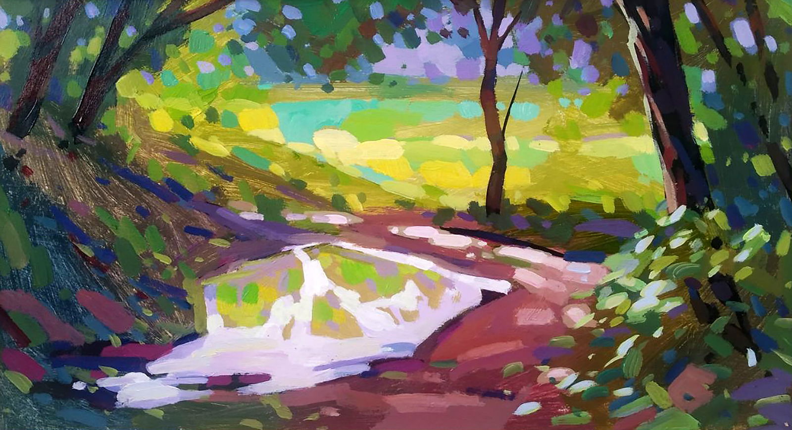 Acrylic painting After the rain Serhii Kachyn: Title: Acrylic painting After the rain Serhii Kachyn Description: 35KACH Painter: Serhii Kachyn Size: 28x50 cm/11.02x19.68 inches Components: acrylic, dvp Original painting CONDITION: excellent 