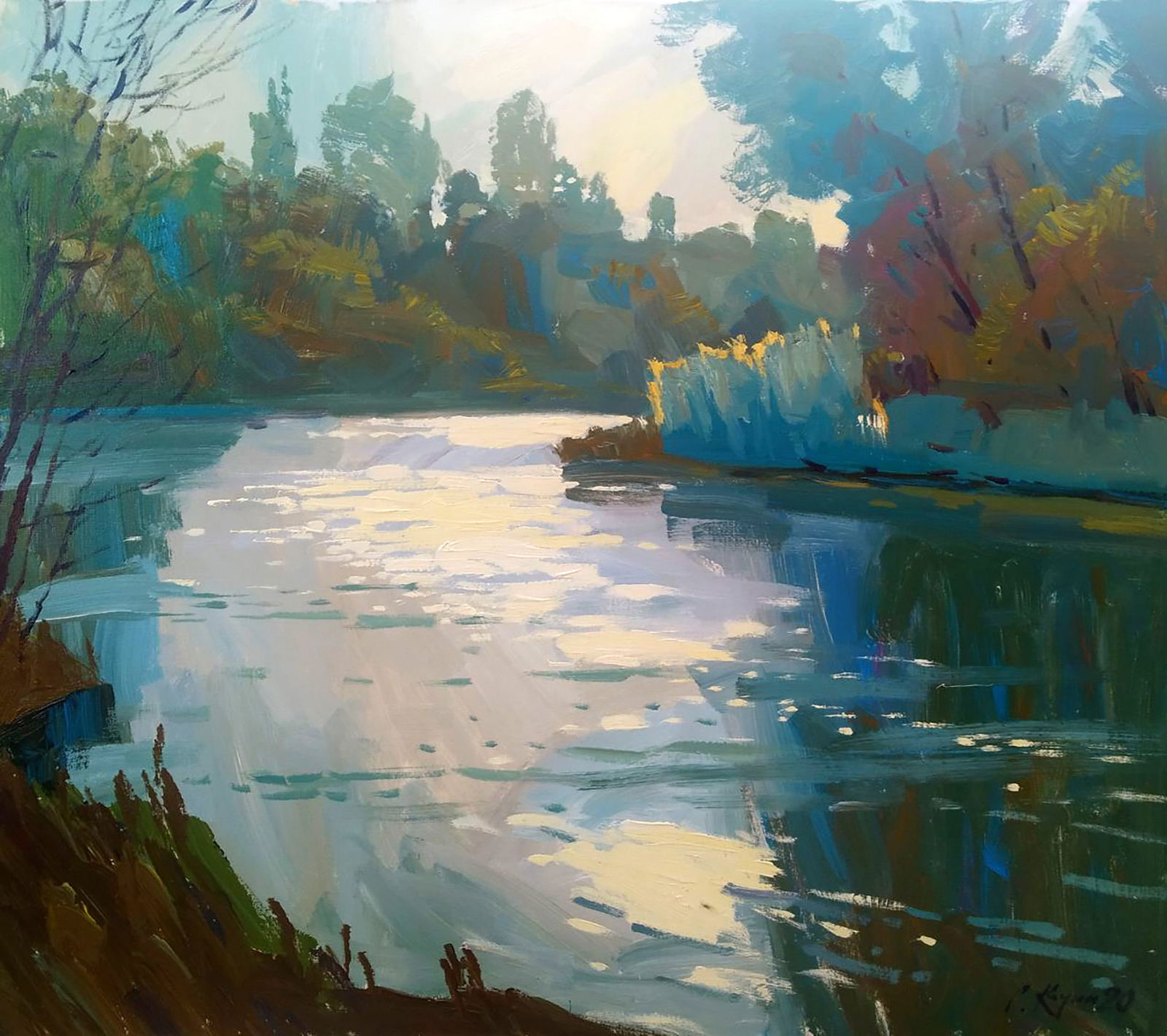 Acrylic painting Sunny day Serhii Kachyn: Title: Acrylic painting Sunny day Serhii Kachyn Description: 40KACH Painter: Serhii Kachyn Size: 75x85 cm/29.52x33.46 inches Components: acrylic, canvas Original painting CONDITION: excellent ARTIST: