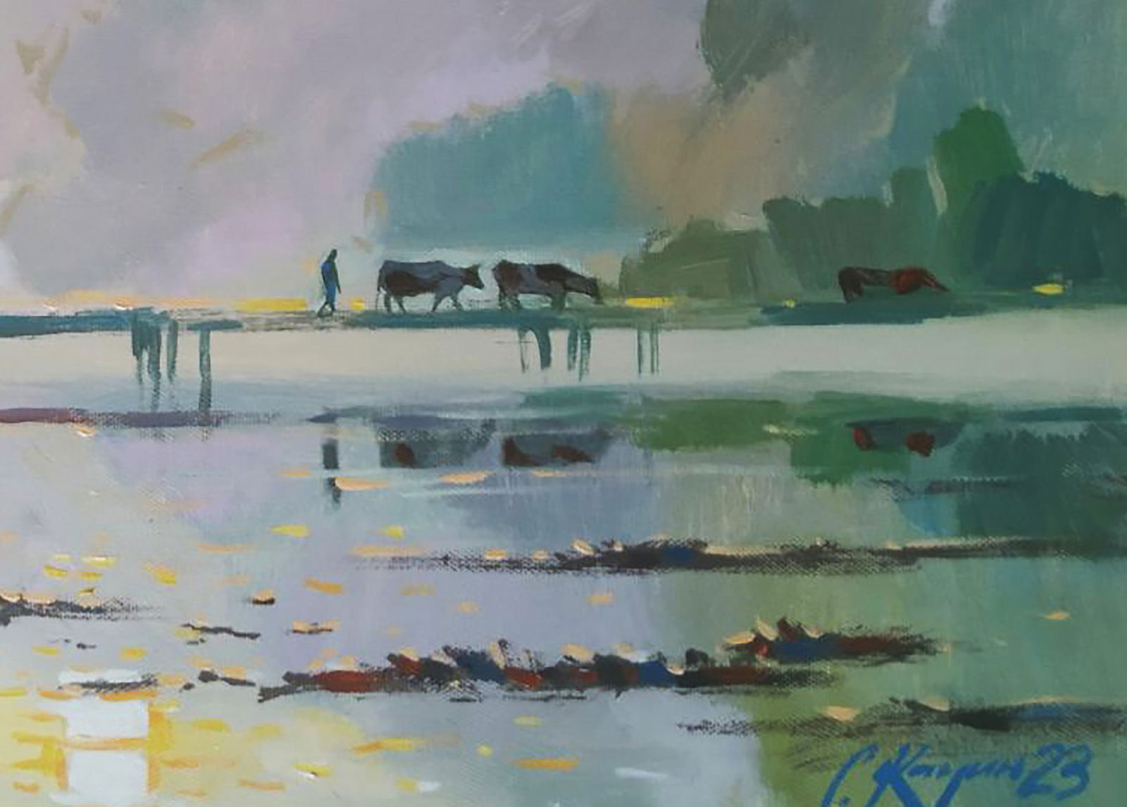 Acrylic painting Foggy morning Serhii Kachyn - 5