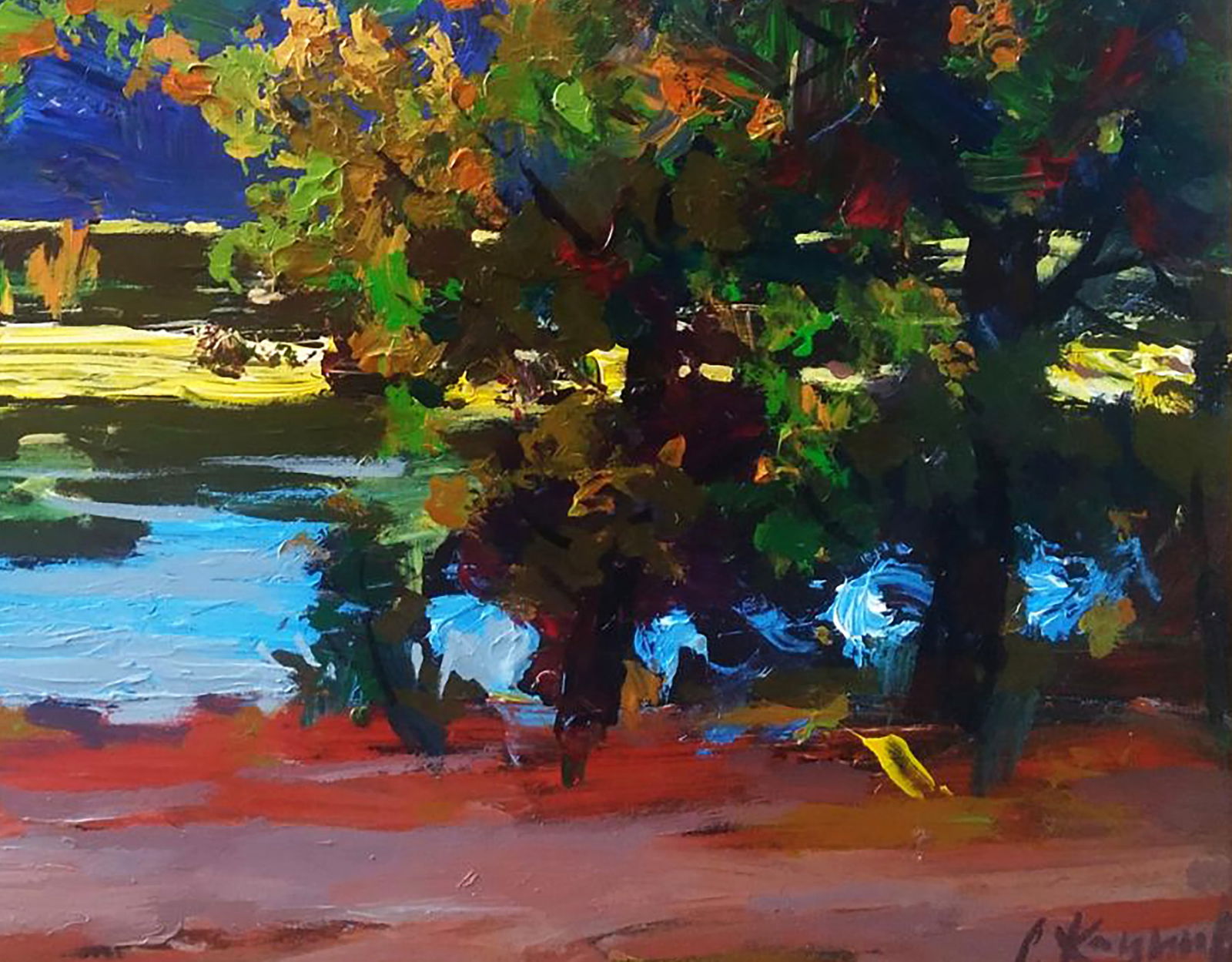 Acrylic painting By the river Serhii Kachyn - 5