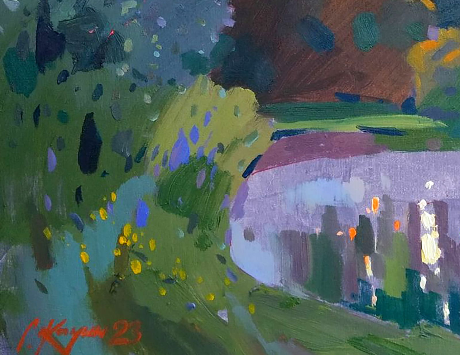 Acrylic painting Dawn in nature Serhii Kachyn - 4