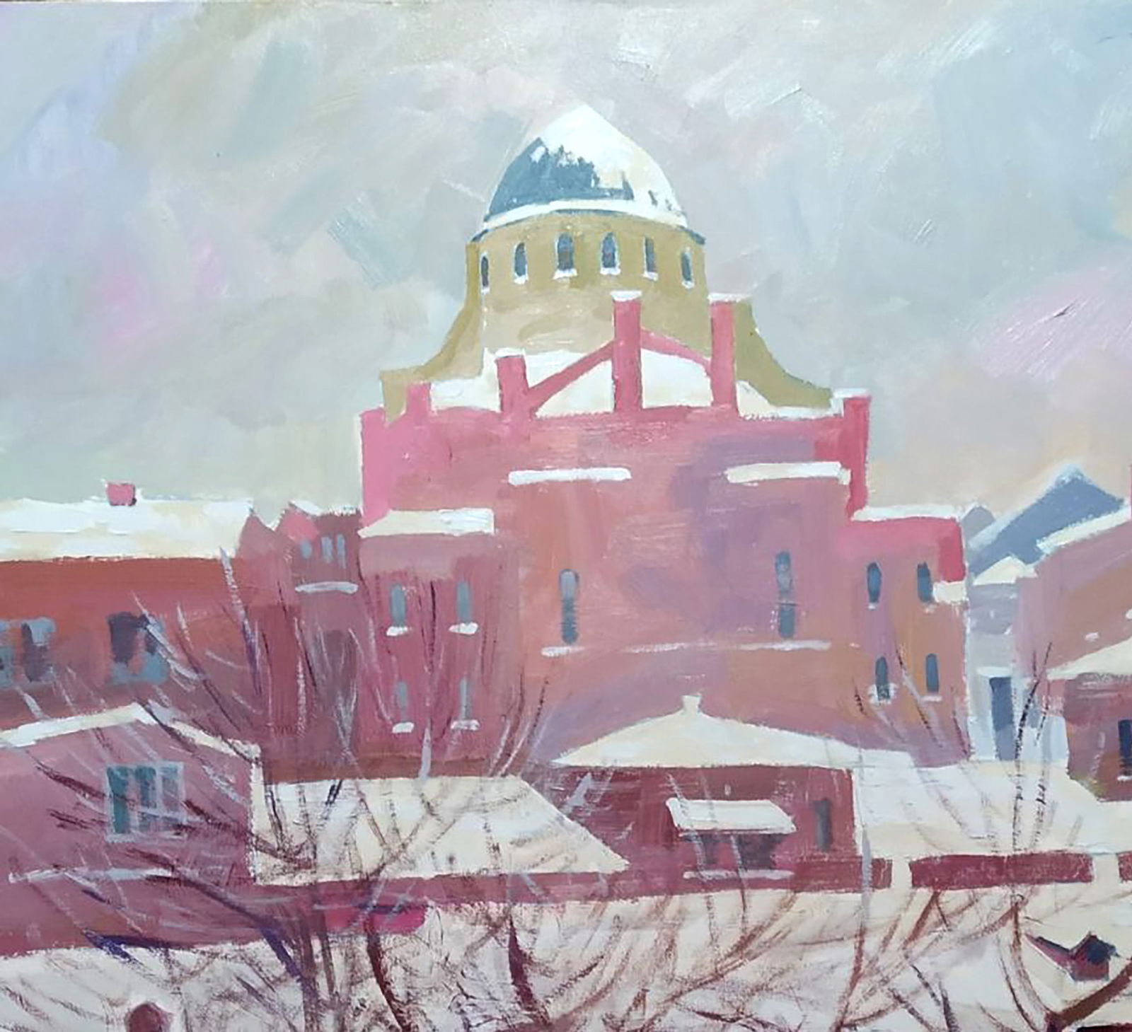 Acrylic painting Winter day in the city Serhii Kachyn - 2