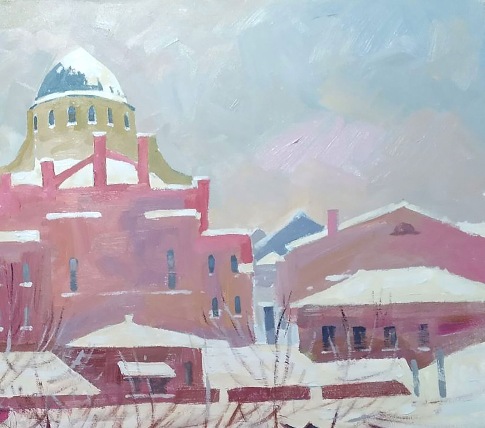 Acrylic painting Winter day in the city Serhii Kachyn - 3