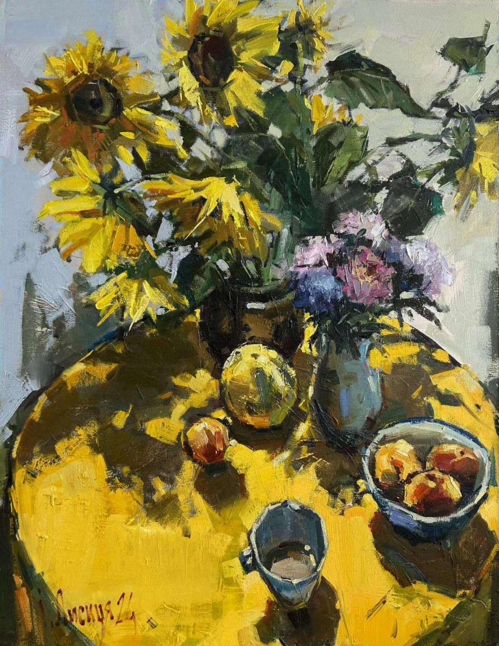 Oil painting Yellow still life Igor Lysytsya: Title: Oil painting Yellow still life Igor Lysytsya Description: 5LISITS Painter: Igor Lysytsya Size: 50x65 cm/19.68x25.59 inches Components: oil, canvas Original painting CONDITION: excellent 