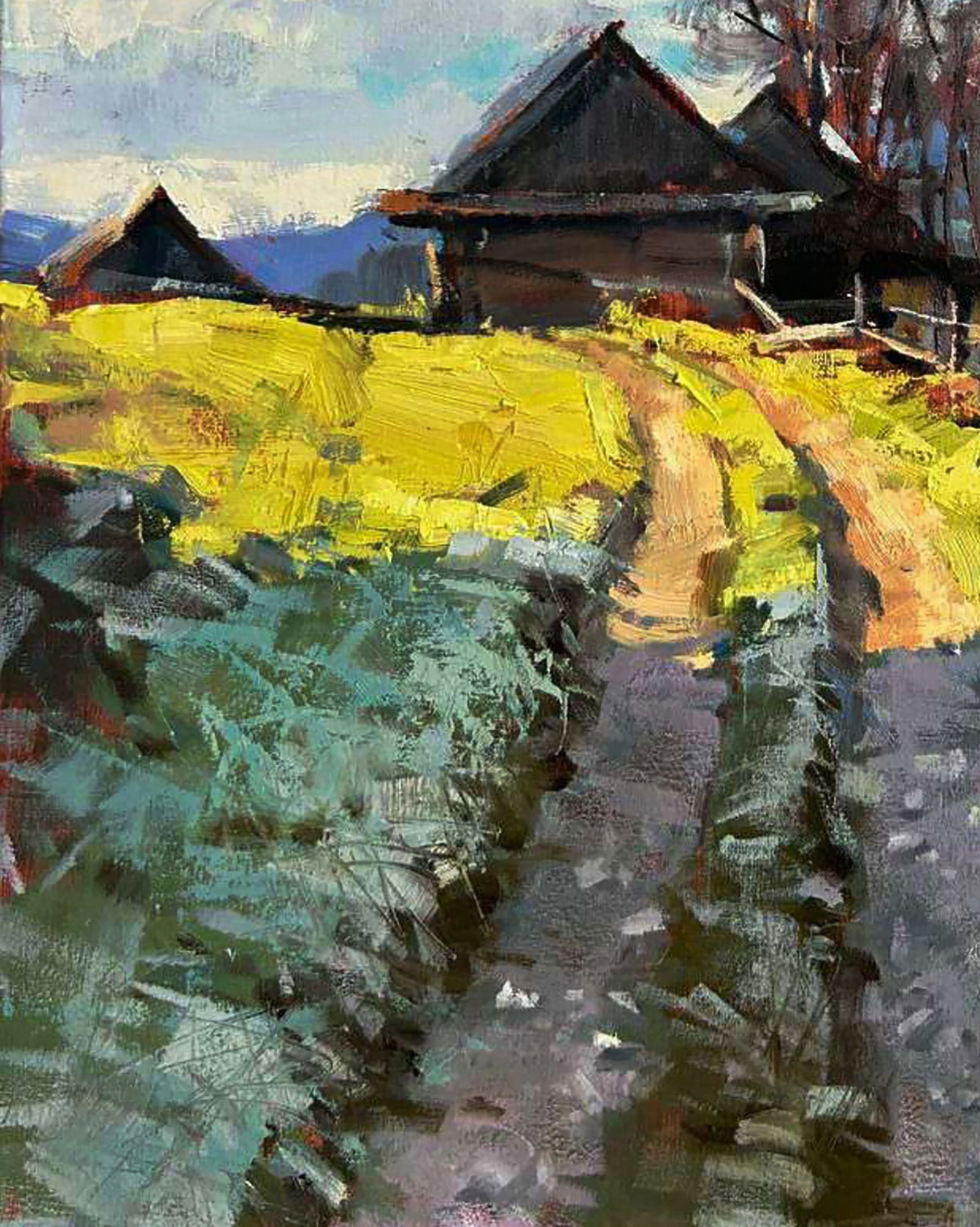 Oil painting The village road home Igor Lysytsya - 3