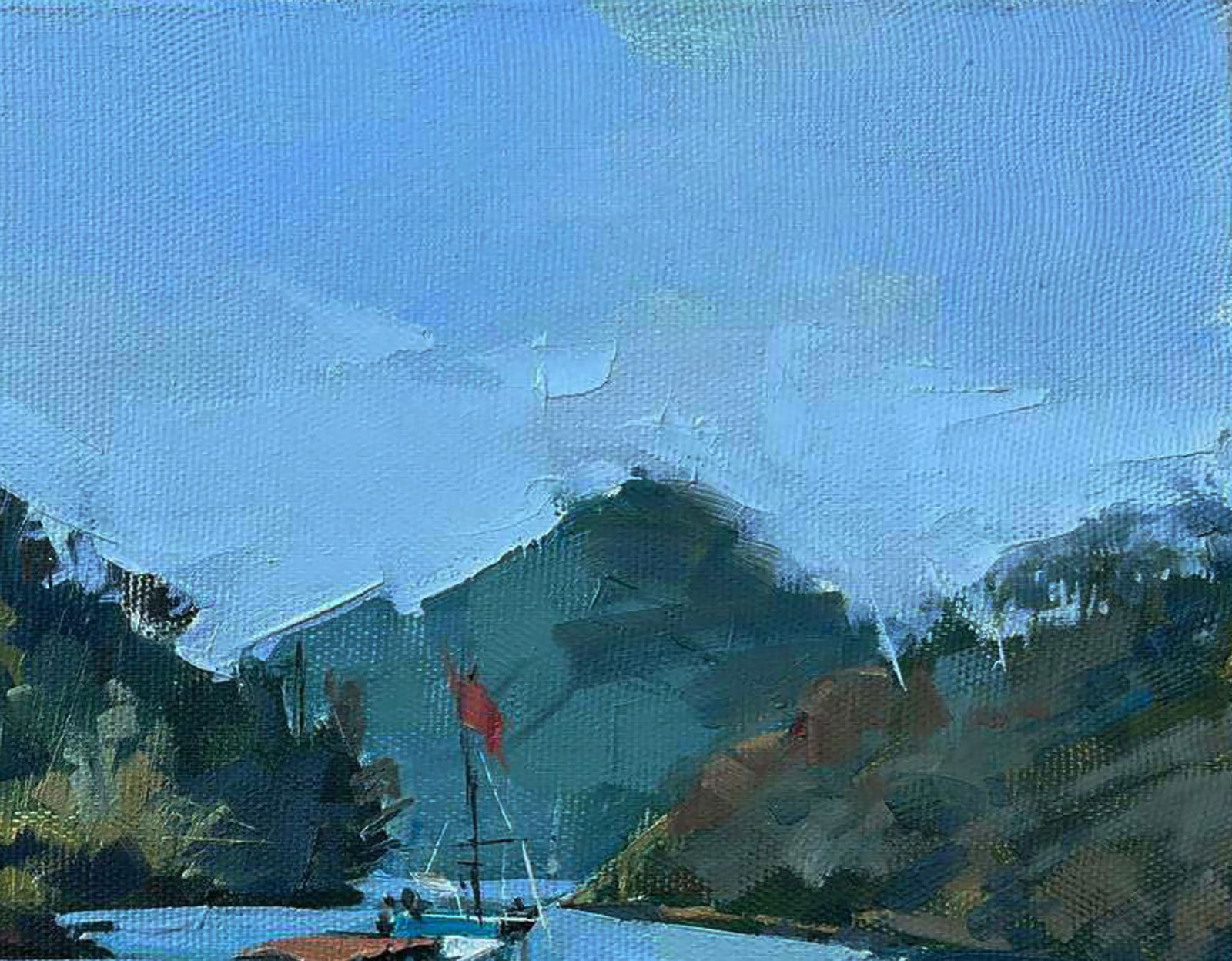 Oil painting China blue lake Igor Lysytsya - 5