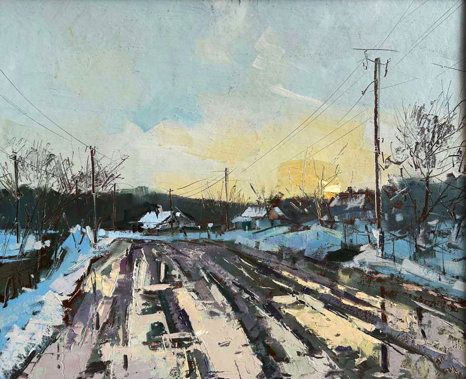Oil painting Village street in the snow Igor Lysytsya - 2