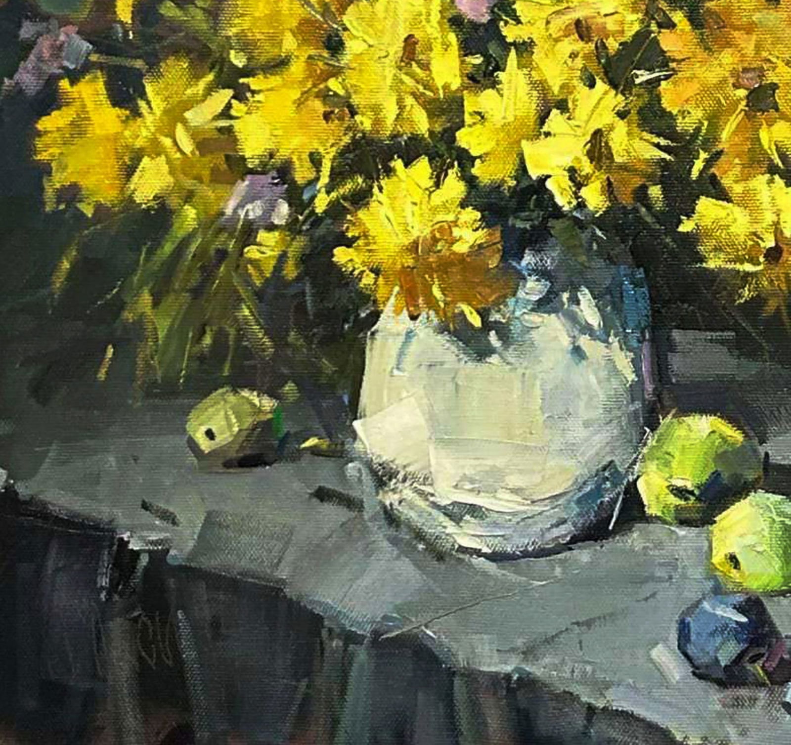 Oil painting Yellow chrysanthemums Igor Lysytsya - 3