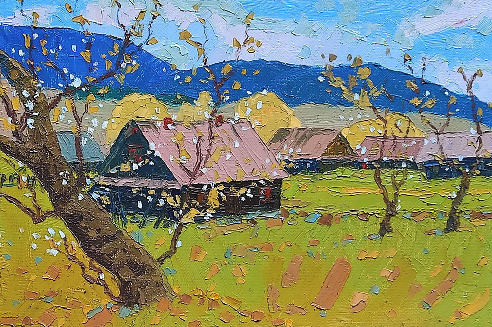 Oil painting Spring Yaroslav Savchyn: Title: Oil painting Spring Yaroslav Savchyn Description: 7SAVCH Painter: Yaroslav Savchyn Size: 30x45 cm/11.81x17.71 inches Components: oil, canvas on cardboard Original painting CONDITION: excellent