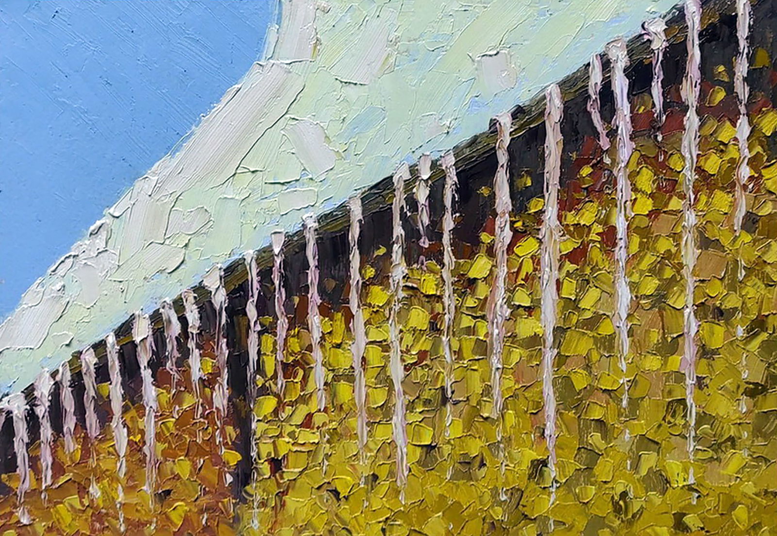 Oil painting The sound of drops Yaroslav Savchyn: Title: Oil painting The sound of drops Yaroslav Savchyn Description: 21SAVCH Painter: Yaroslav Savchyn Size: 28x40 cm/11.02x15.74 inches Components: oil, cardboard Original painting CONDITION: