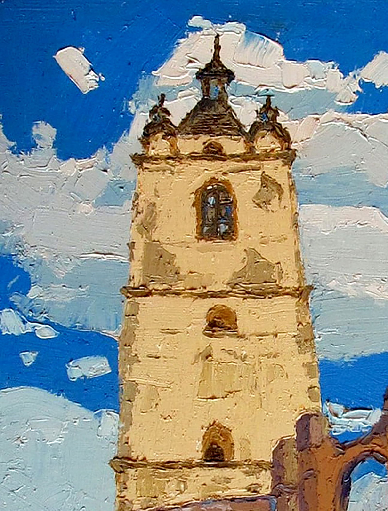 Oil painting Armenian bell tower in Kamenets Yaroslav Savchyn - 2
