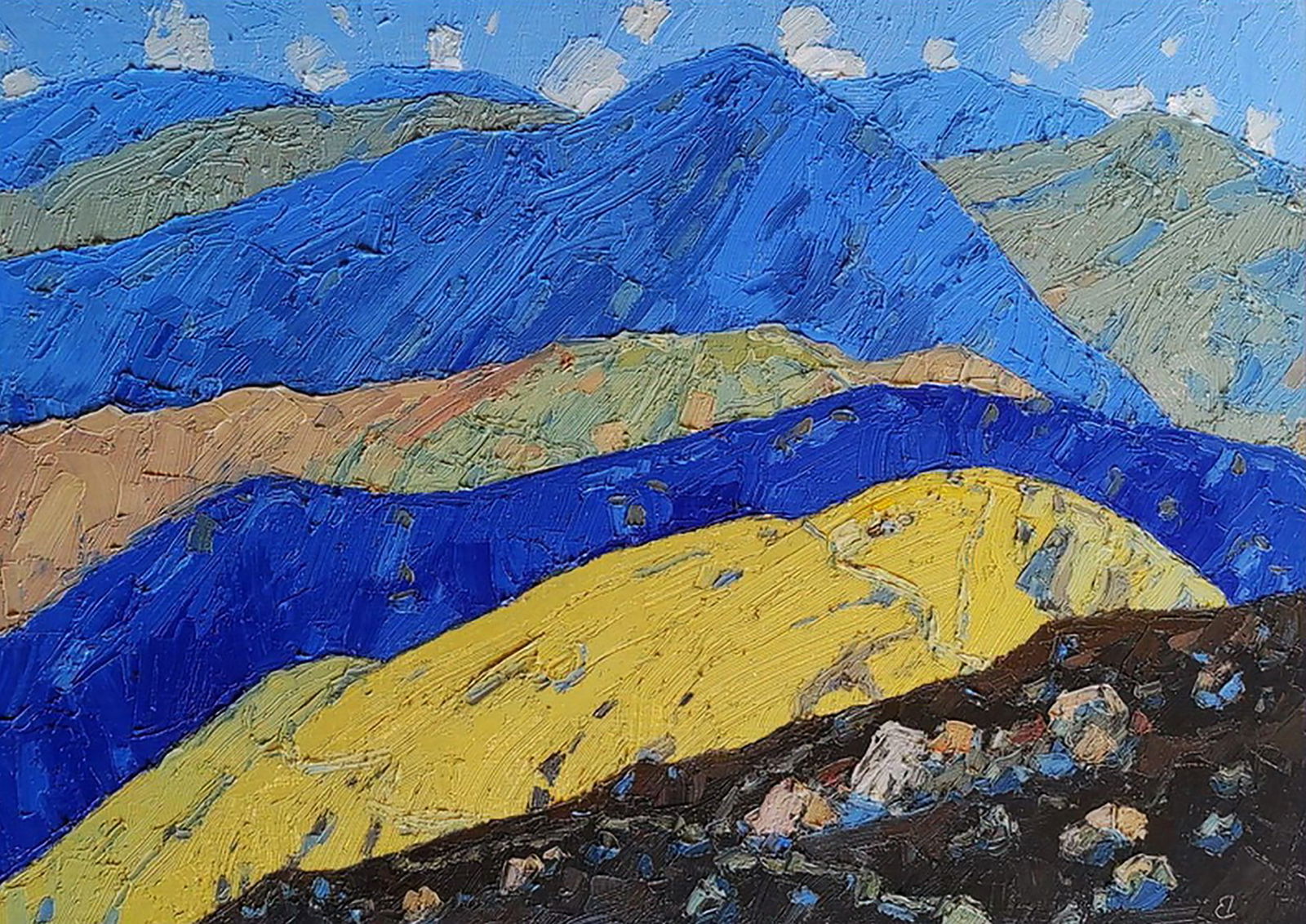 Oil painting Mountain meadows Yaroslav Savchyn: Title: Oil painting Mountain meadows Yaroslav Savchyn Description: 65SAVCH Painter: Yaroslav Savchyn Size: 35x50 cm/13.77x19.68 inches Components: oil, canvas on hardboard Original painting CONDITION: