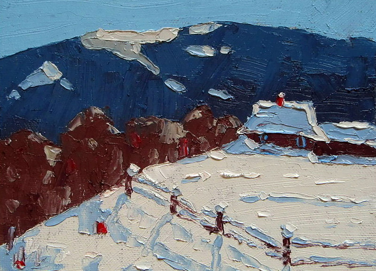Oil painting Winter in the Carpathians Yaroslav Savchyn: Title: Oil painting Winter in the Carpathians Yaroslav Savchyn Description: 66SAVCH Painter: Yaroslav Savchyn Size: 13x18 cm/5.11x7.08 inches Components: oil, canvas on cardboard Original painting