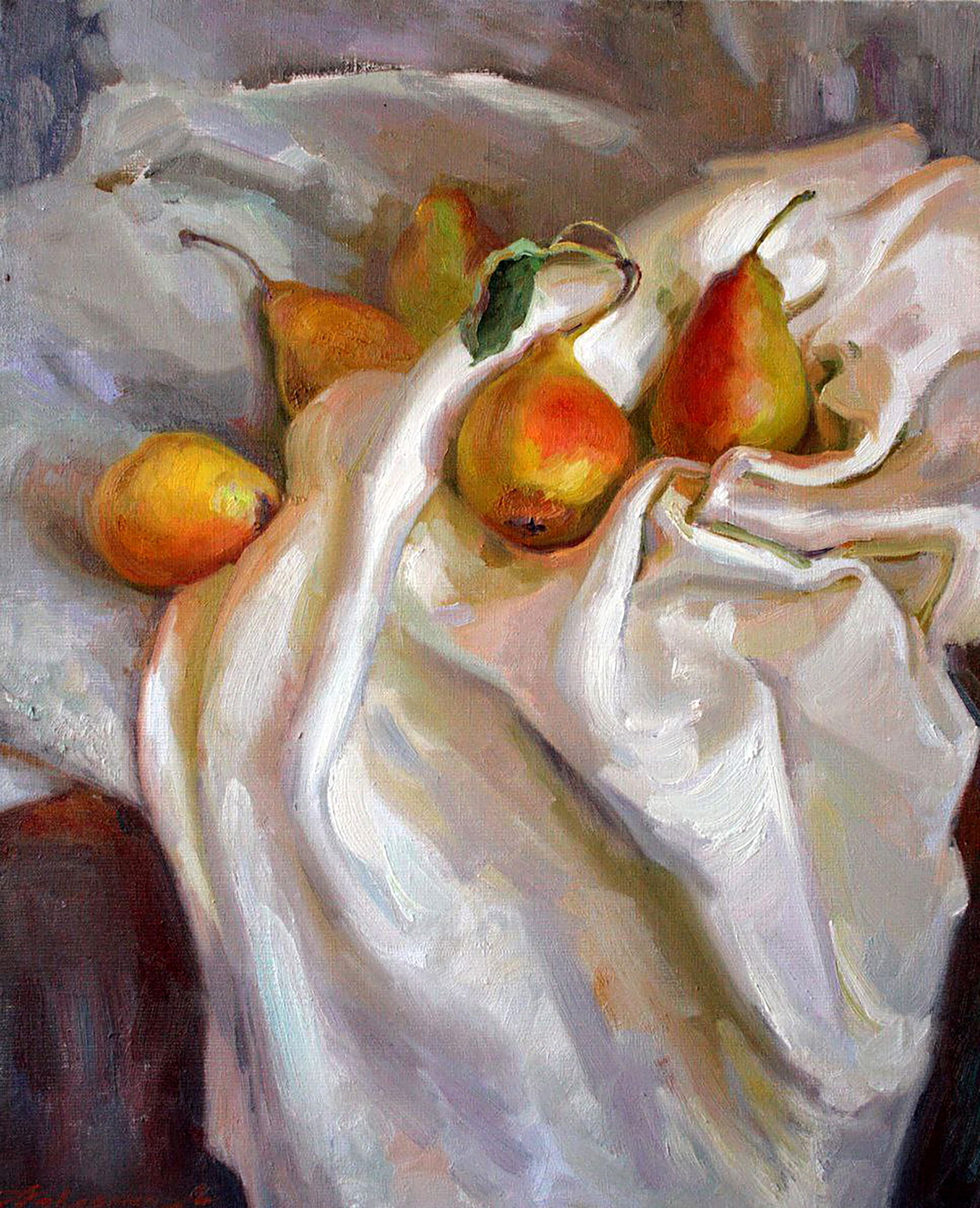 Oil painting Grandma's pears Leonid Pavlenko: Title: Oil painting Grandma's pears Leonid Pavlenko Description: 3PAVL Painter: Leonid Pavlenko Size: 60x50 cm/23.62x19.68 inches Components: oil, canvas Original painting CONDITION: excellent ARTIST: