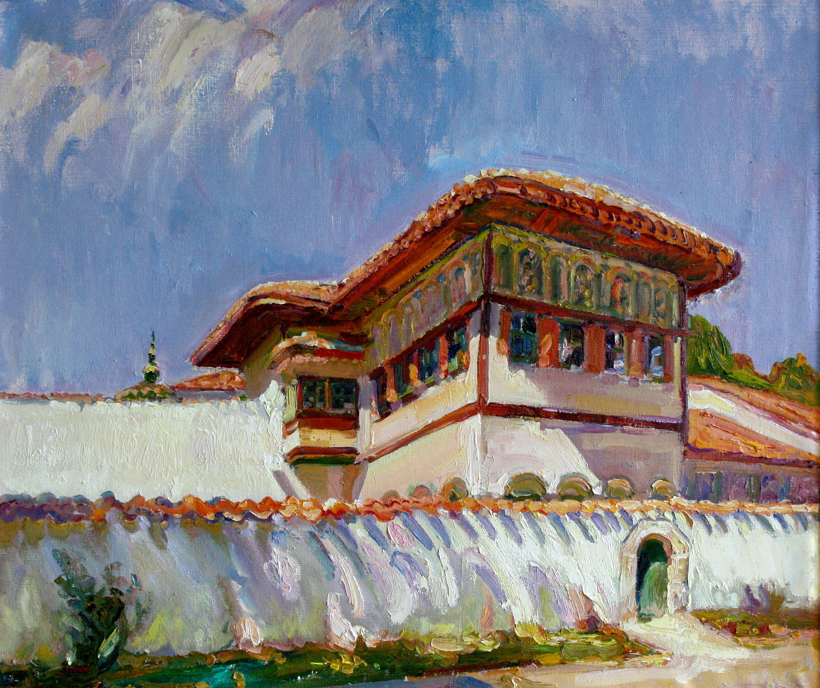 Oil painting Castle Leonid Pavlenko: Title: Oil painting Castle Leonid Pavlenko Description: 5PAVL Painter: Leonid Pavlenko Size: 60x70 cm/23.62x27.55 inches Components: oil, canvas Original painting CONDITION: excellent ARTIST: Born on