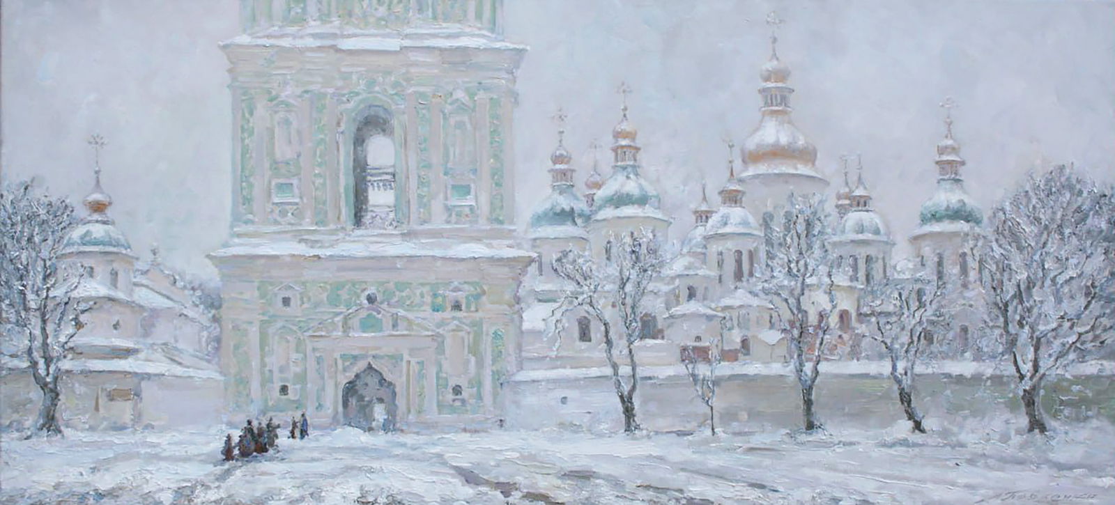 Oil painting Snow covered church Leonid Pavlenko: Title: Oil painting Snow covered church Leonid Pavlenko Description: 34PAVL Painter: Leonid Pavlenko Size: 60x130 cm/23.62x51.18 inches Components: oil, canvas Original painting CONDITION: excellent 