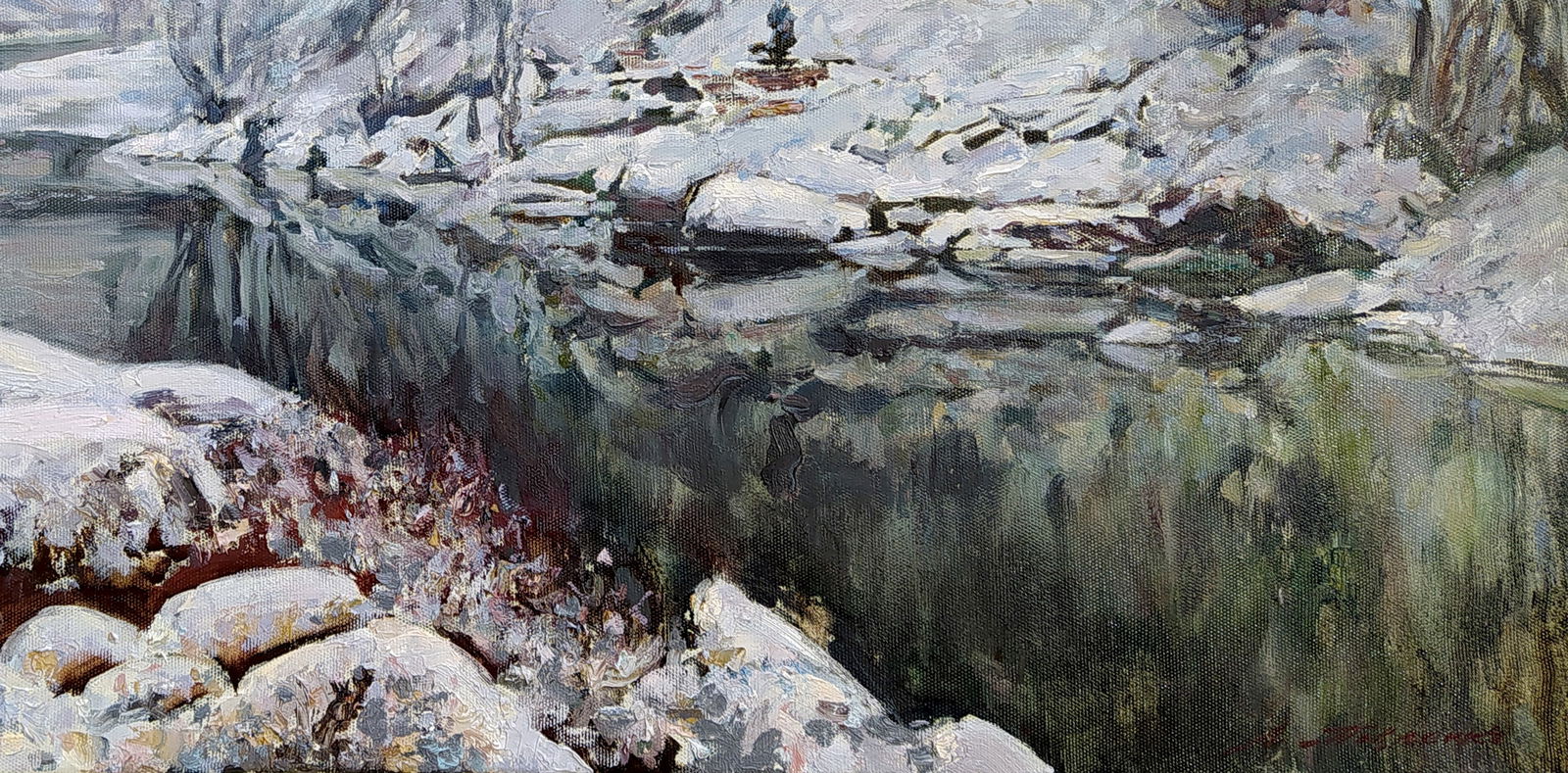 Oil painting Winter on the river Leonid Pavlenko - 5