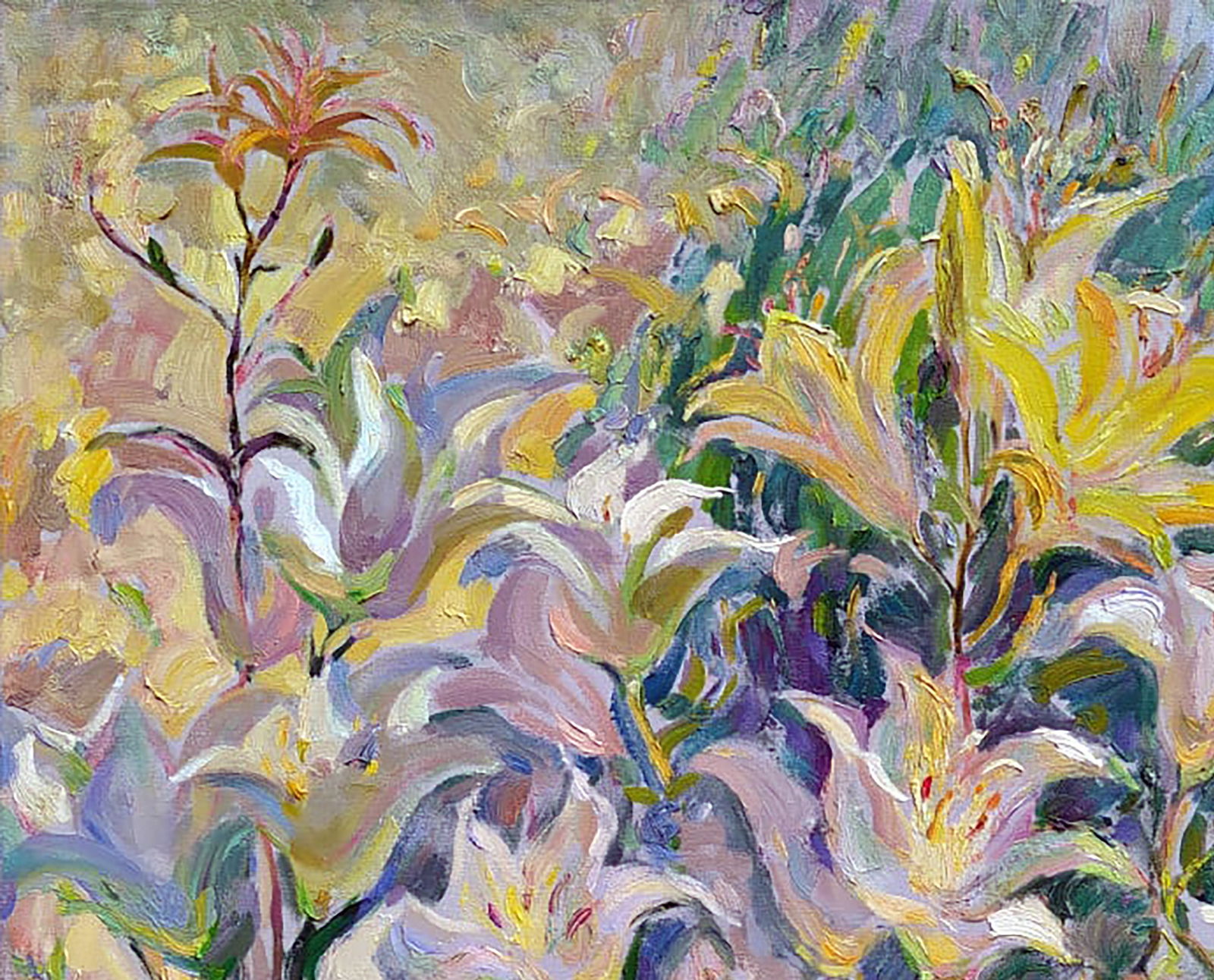 Oil painting Lilies in the garden Leonid Pavlenko - 2