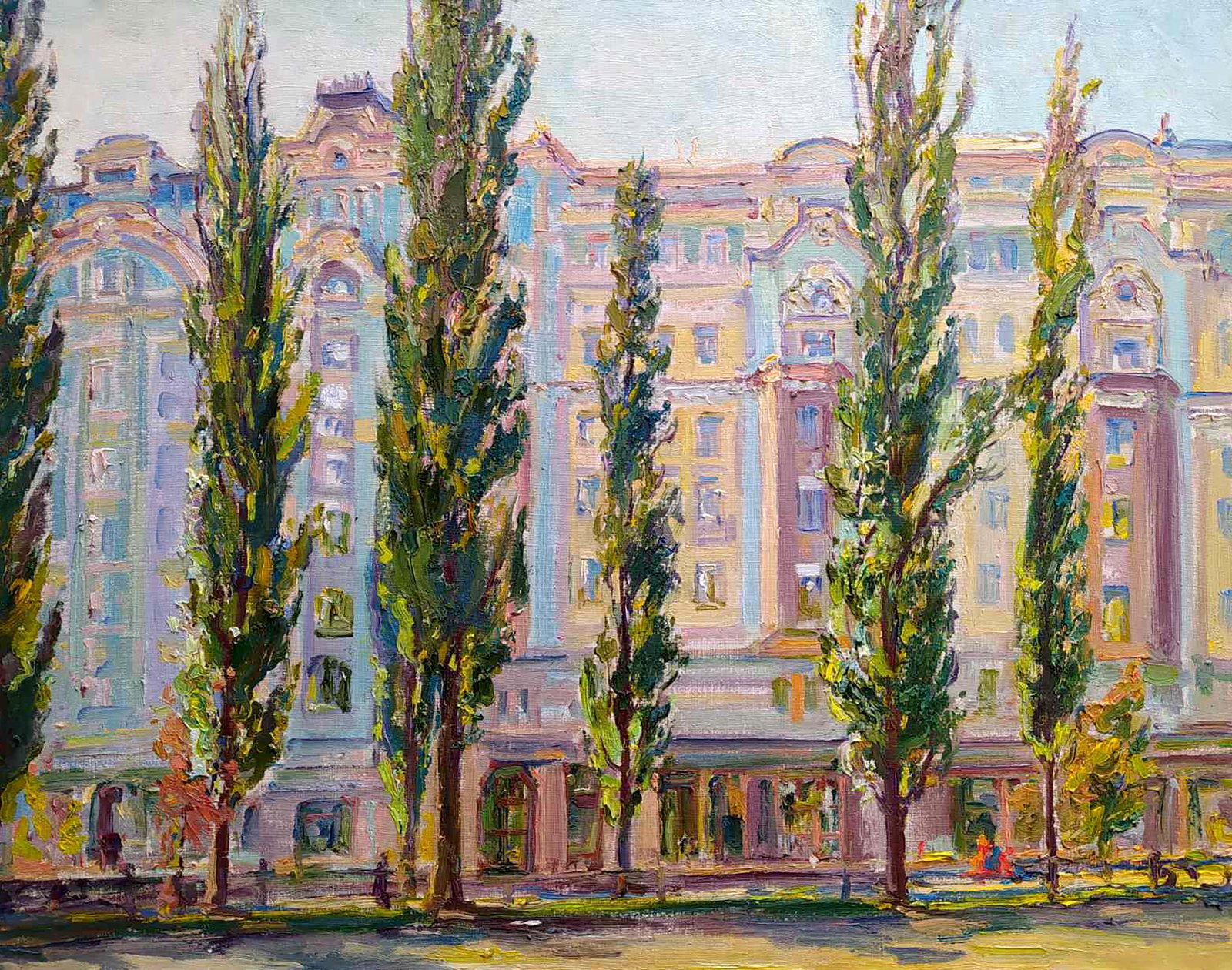 Oil painting On the boulevard Leonid Pavlenko: Title: Oil painting On the boulevard Leonid Pavlenko Description: 51PAVL Painter: Leonid Pavlenko Size: 55x70 cm/21.65x27.55 inches Components: oil, canvas Original painting CONDITION: excellent 