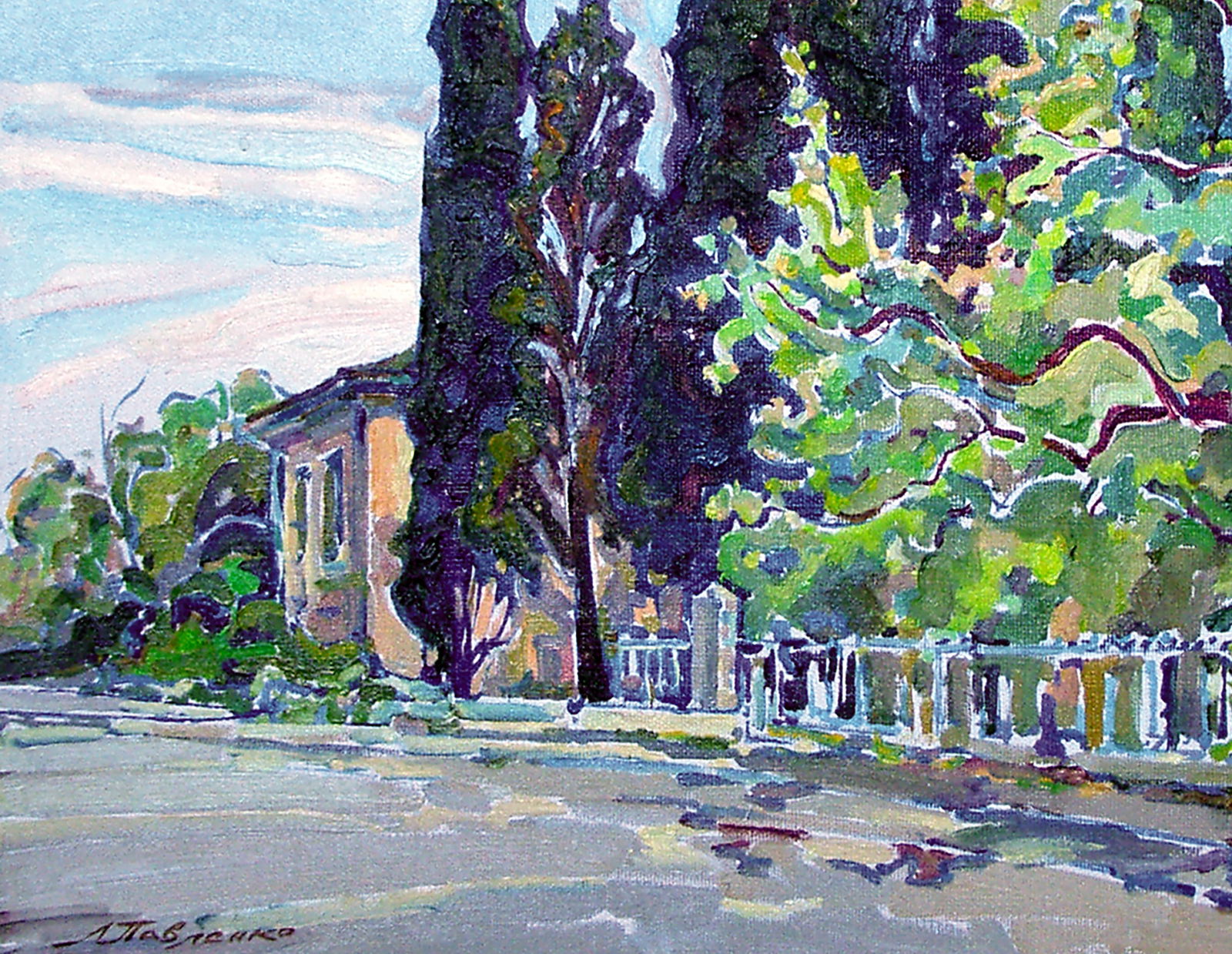 Oil painting Landscape with cypress trees Leonid Pavlenko - 4