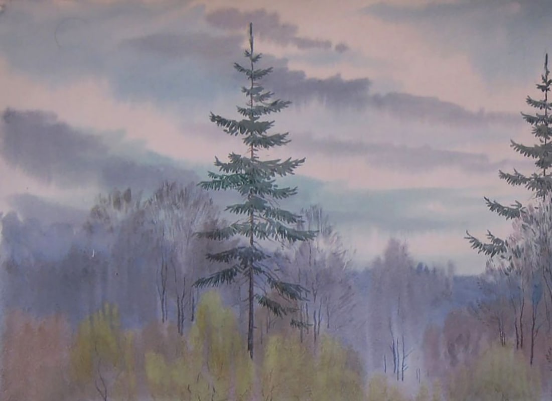 Watercolor painting Spring forest Valery Savenets - 4