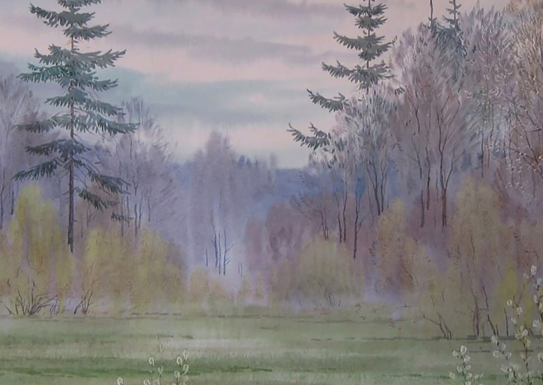 Watercolor painting Spring forest Valery Savenets - 6