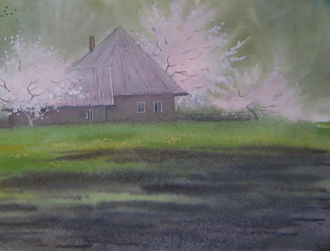 Watercolor painting Spring village Valery Savenets - 2