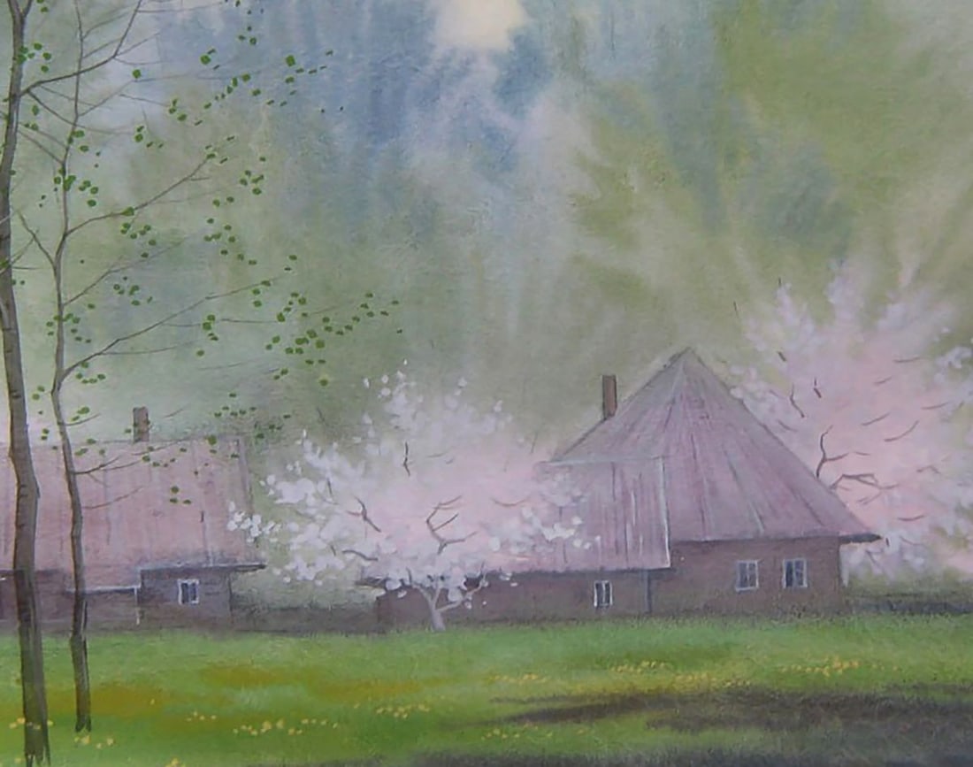 Watercolor painting Spring village Valery Savenets - 6